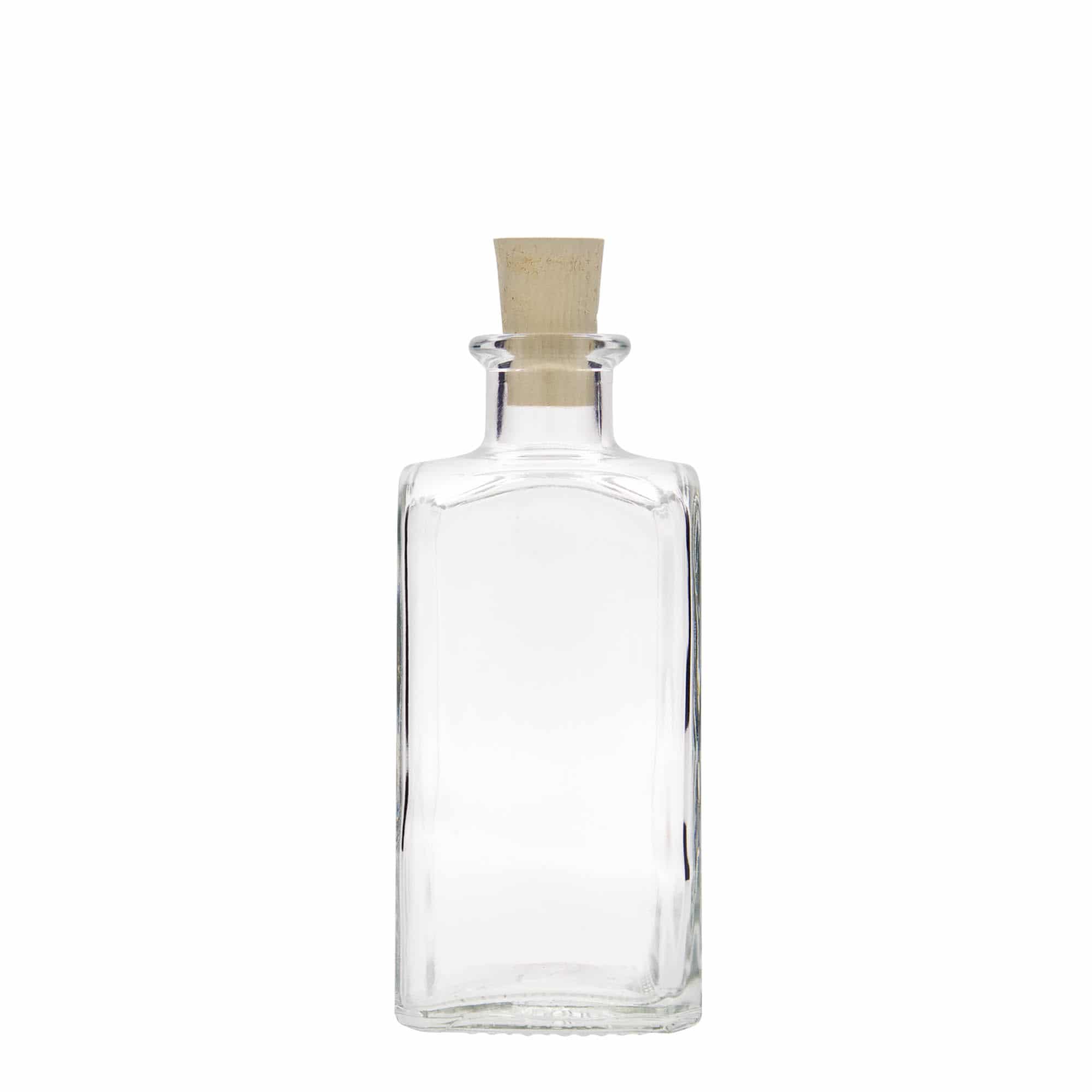 250 ml стъклена аптекарска бутилка „Carré“, квадратна, затваряне: коркова тапа