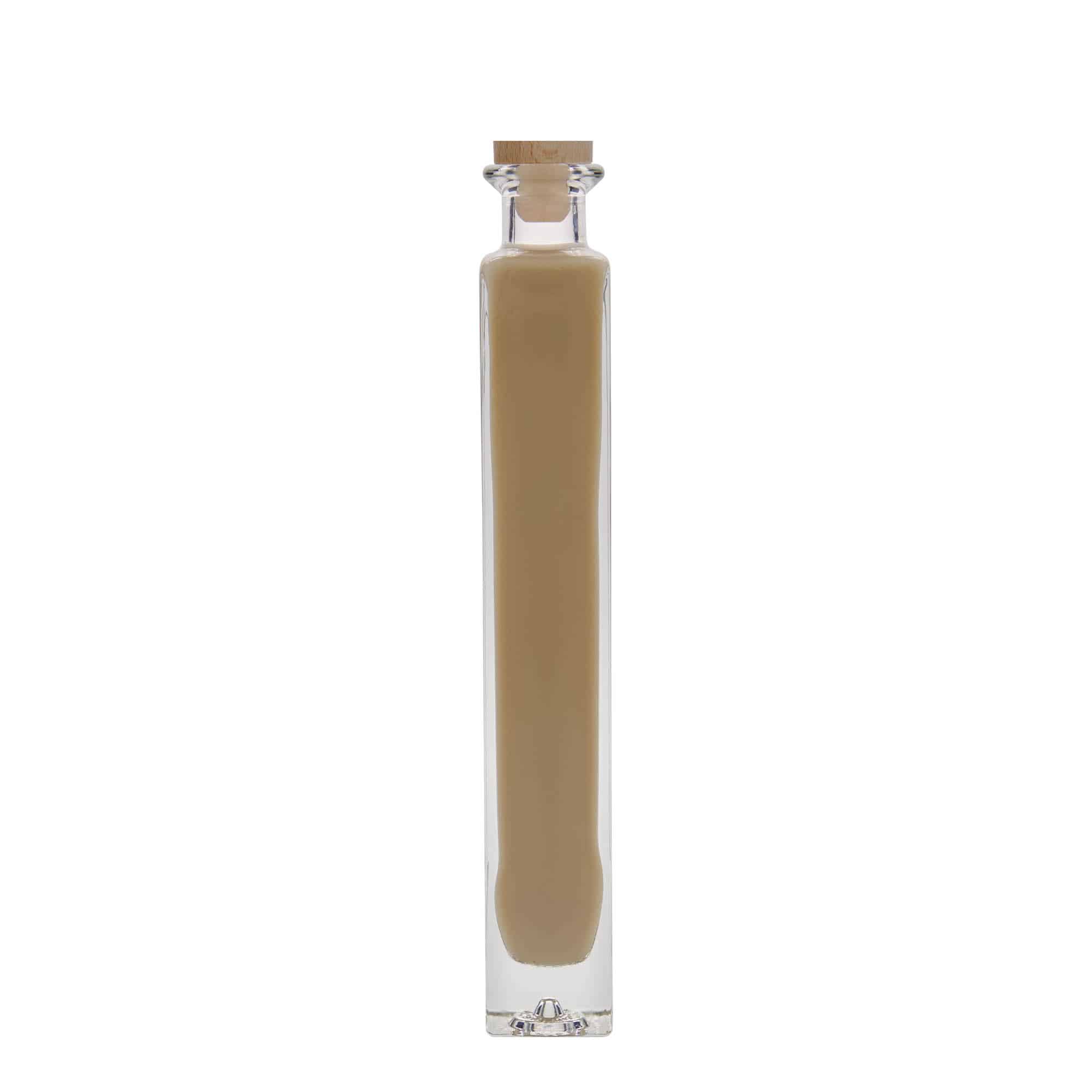 200 ml стъклена бутилка „Tommy“, квадратна, затваряне: коркова тапа