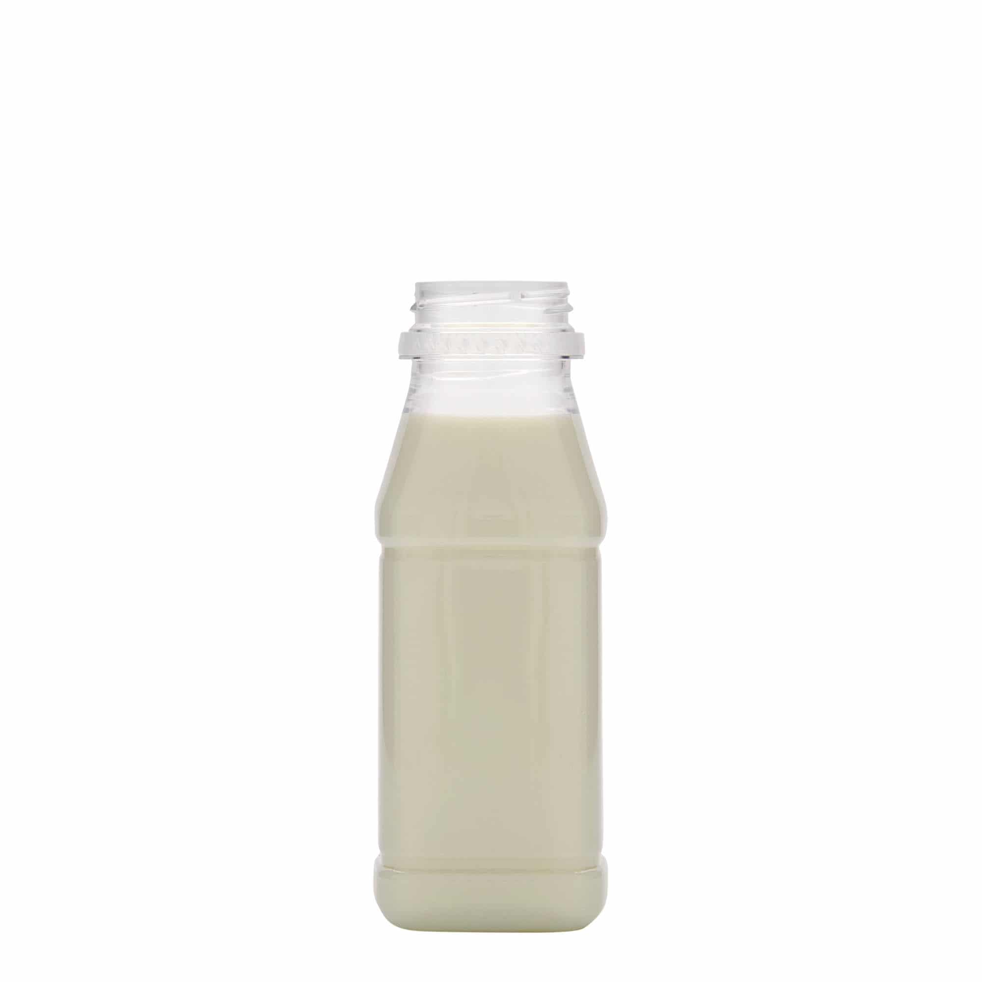 250 ml PET бутилка за мляко и сок „Carré“, квадратна, пластмасова, затваряне: 38 mm