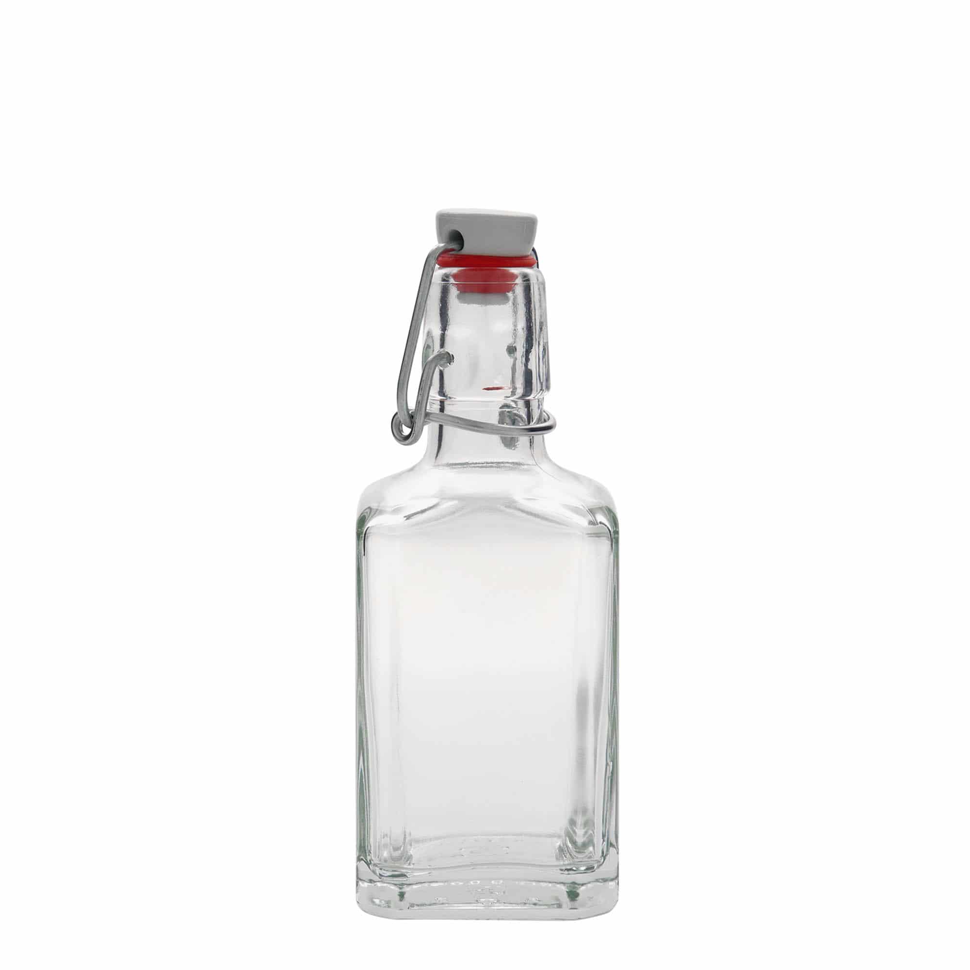 250 ml стъклена бутилка „Rialto“, квадратна, затваряне: тапа с клипс