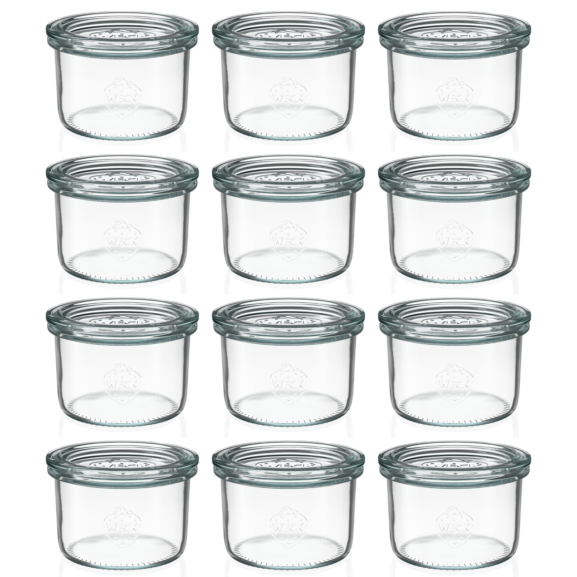 12x 200 ml стъклен буркан WECK с широко гърло със стъклен капак RR 80