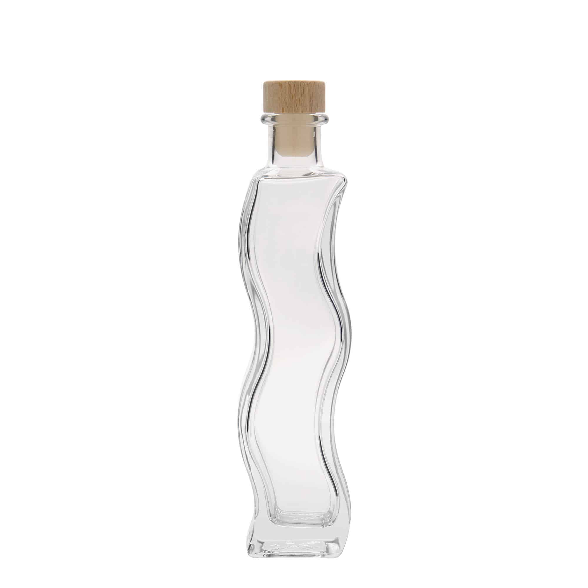 200 ml стъклена бутилка „Вълна“, квадратна, затваряне: коркова тапа