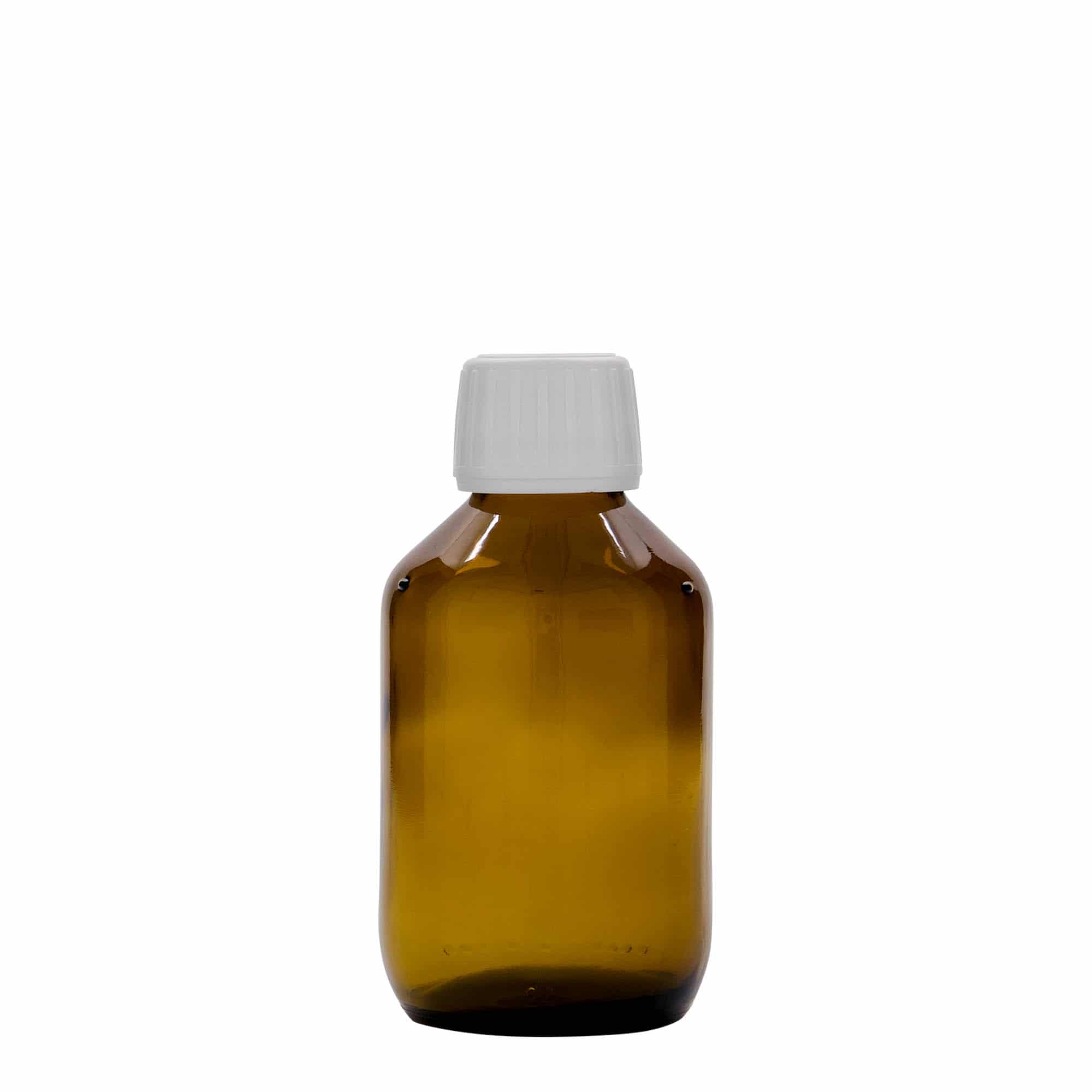 150 ml бутилка за лекарства, кафява, стъклена, затваряне: капачка PP 28