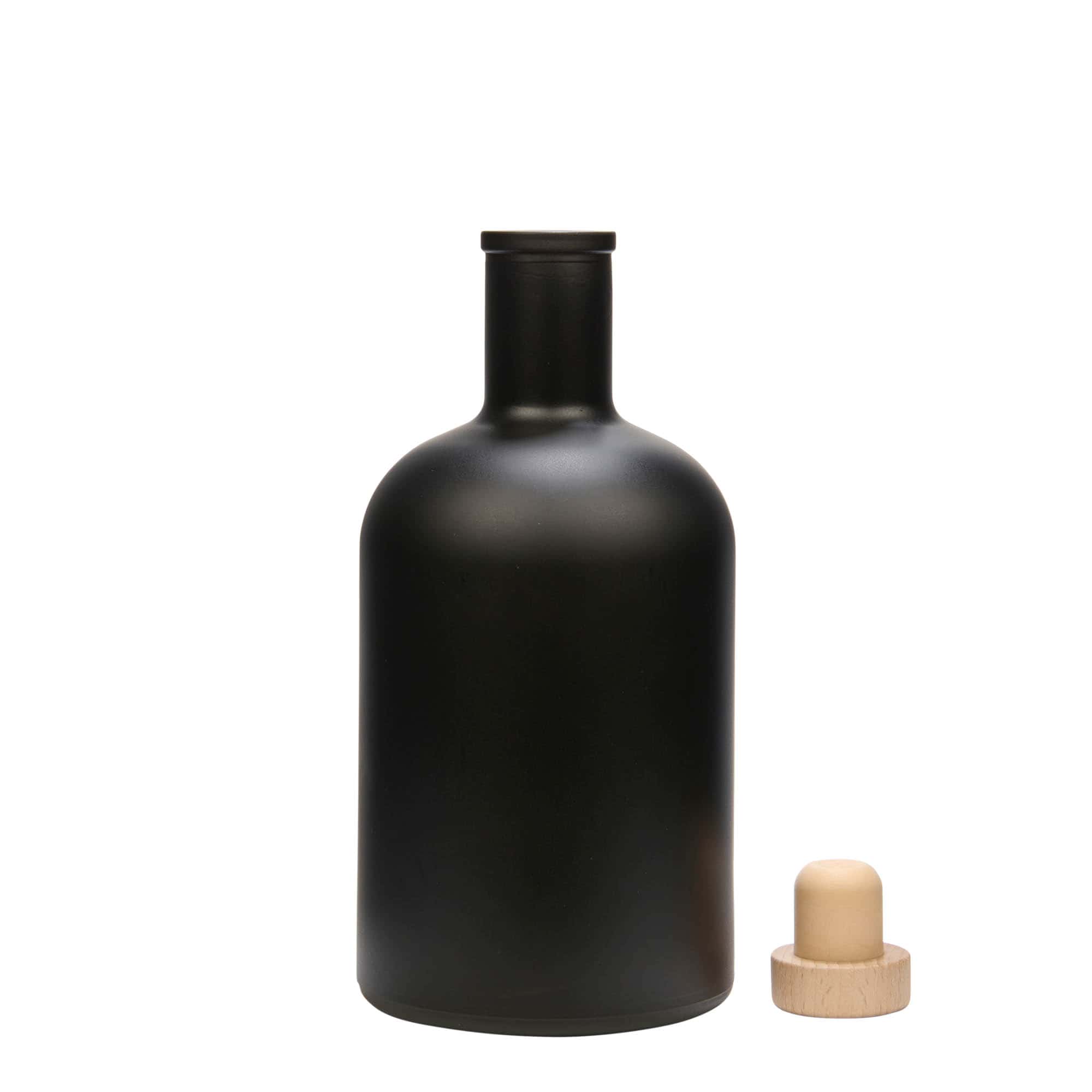 700 ml стъклена бутилка „Gerardino“, черна, затваряне: коркова тапа