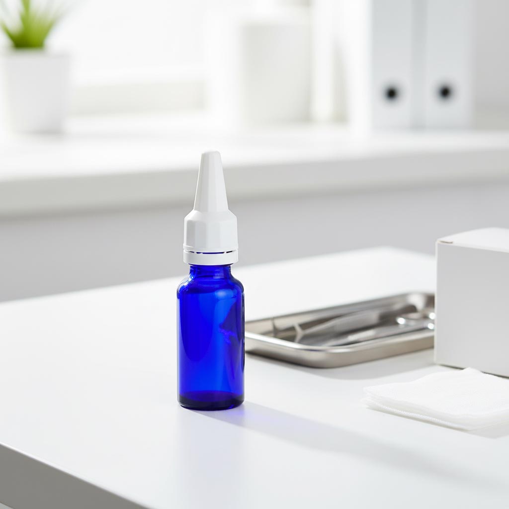 Винтова капачка с апликатор, PE пластмаса, бяла, за отвор: DIN 18 Винтова капачка с апликатор, PE пластмаса, бяла, за отвор: DIN 18