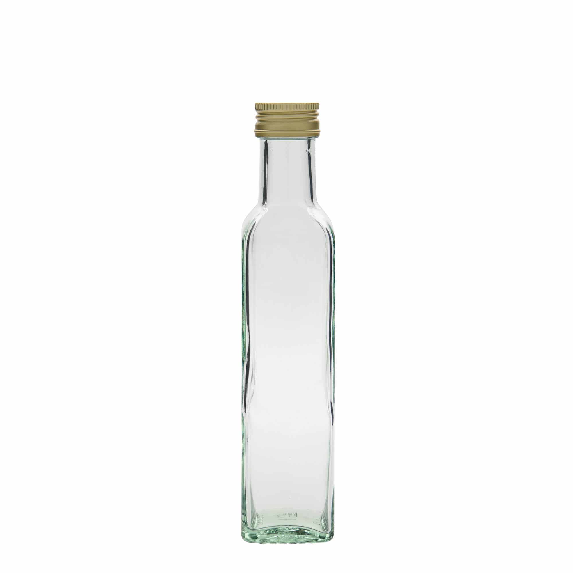 250 ml стъклена бутилка „Marasca“, квадратна, затваряне: капачка PP 31,5
