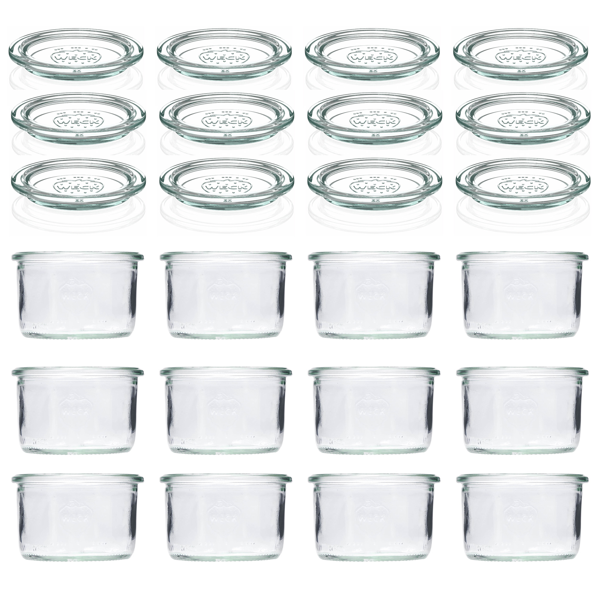12x 200 ml стъклен буркан WECK с широко гърло със стъклен капак RR 80