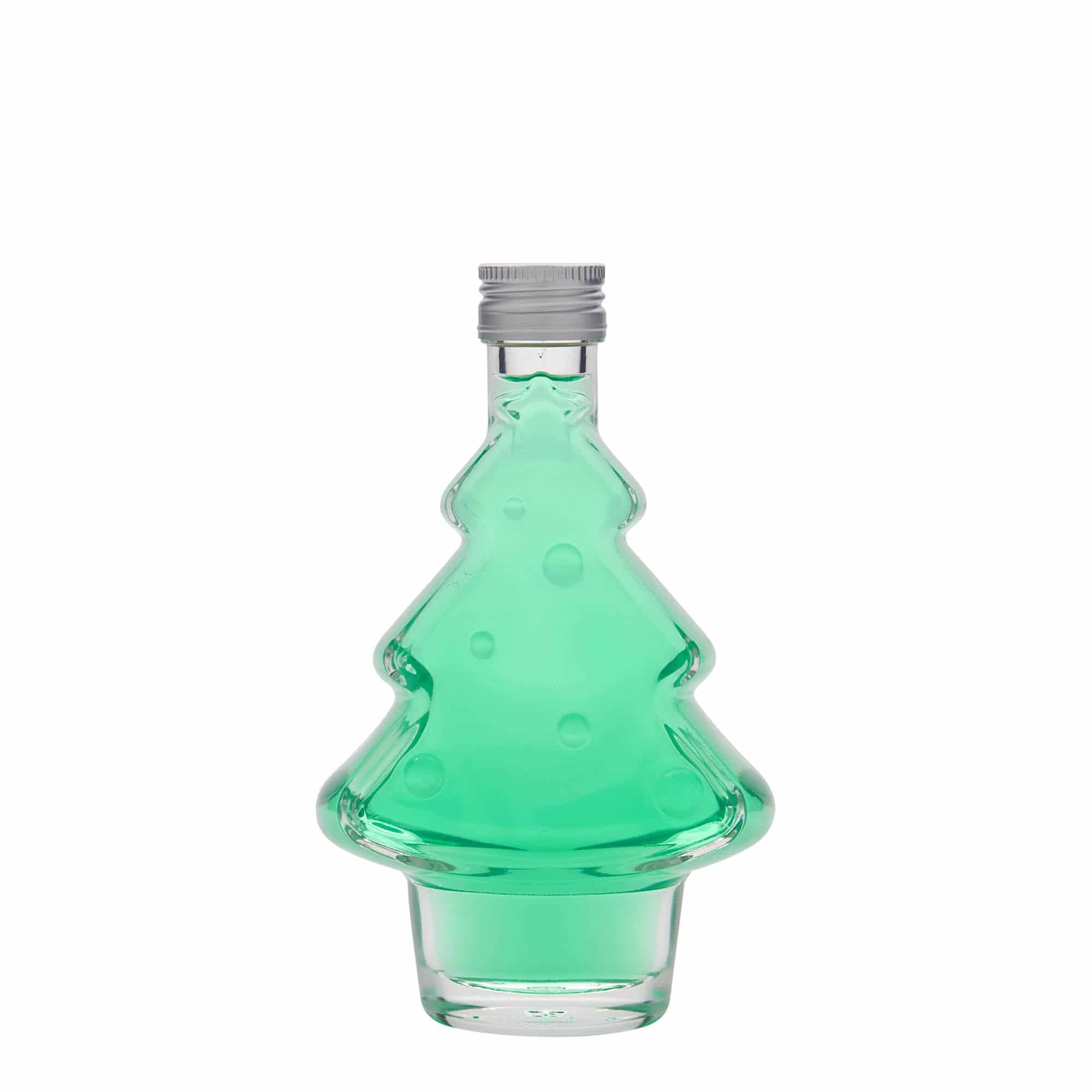200 ml стъклена бутилка „Коледна елха“, затваряне: капачка PP 28