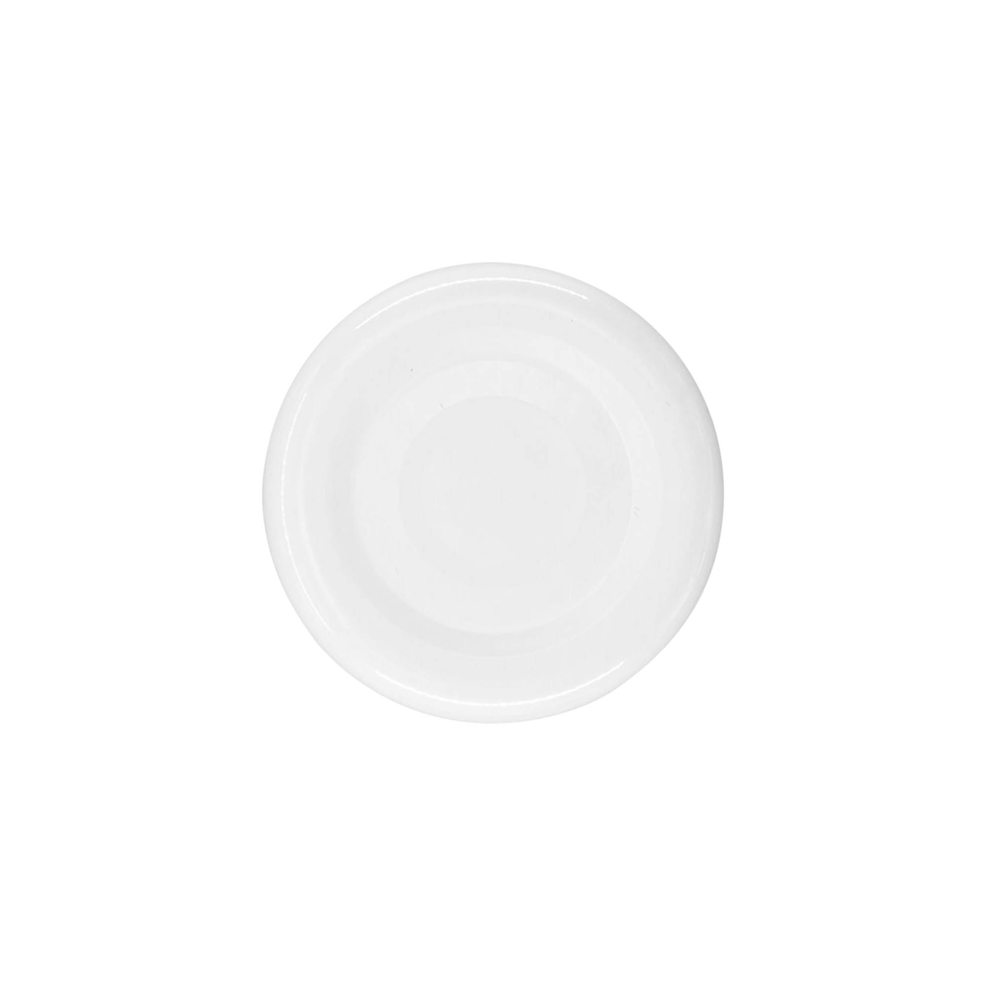 Винтова капачка, бяло ламаринено, бяла, за отвор: TO 38 Винтова капачка, бяло ламаринено, бяла, за отвор: TO 38