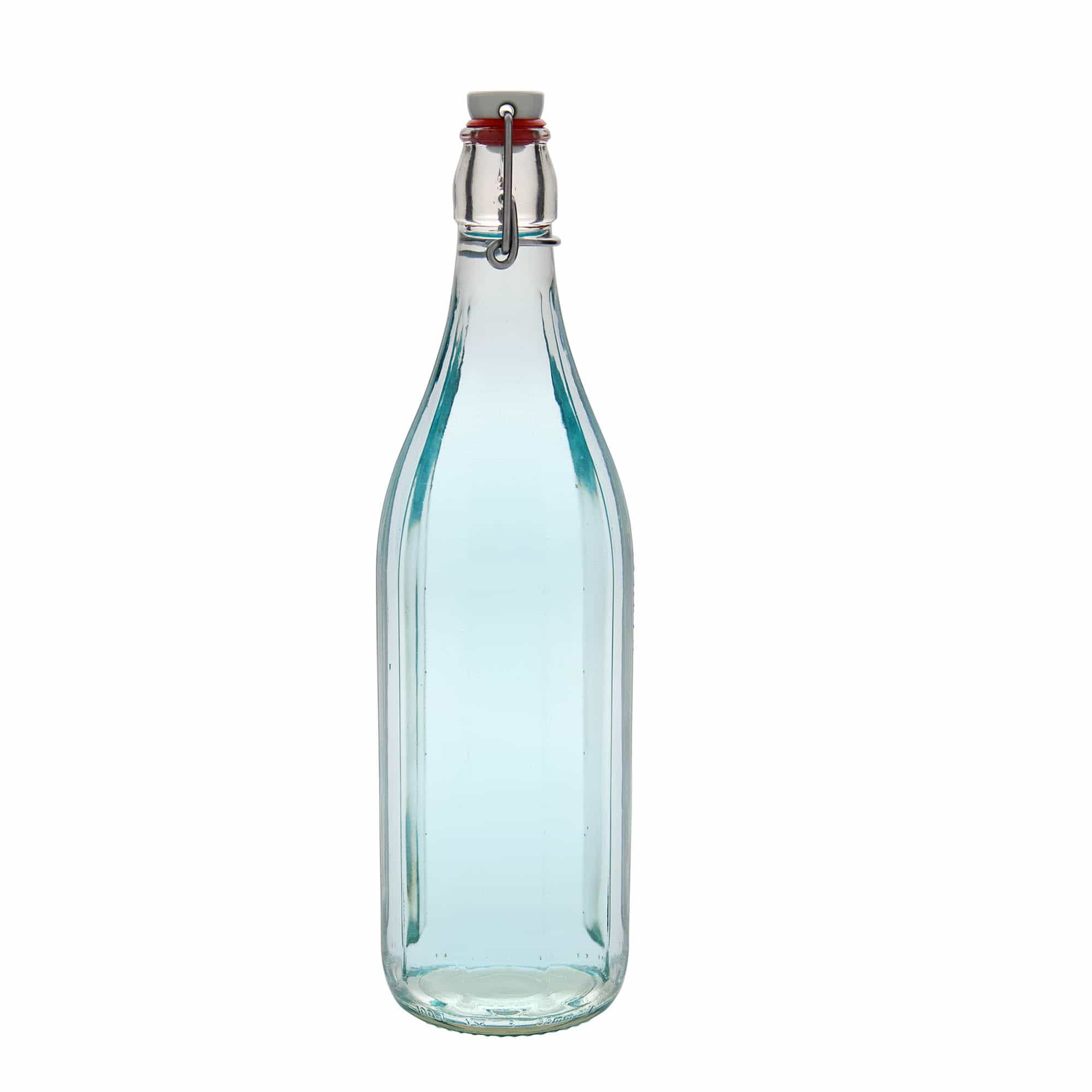 1.000 ml стъклена бутилка 'Bravo' #, десетостенна, отвор: затваряне с щипка