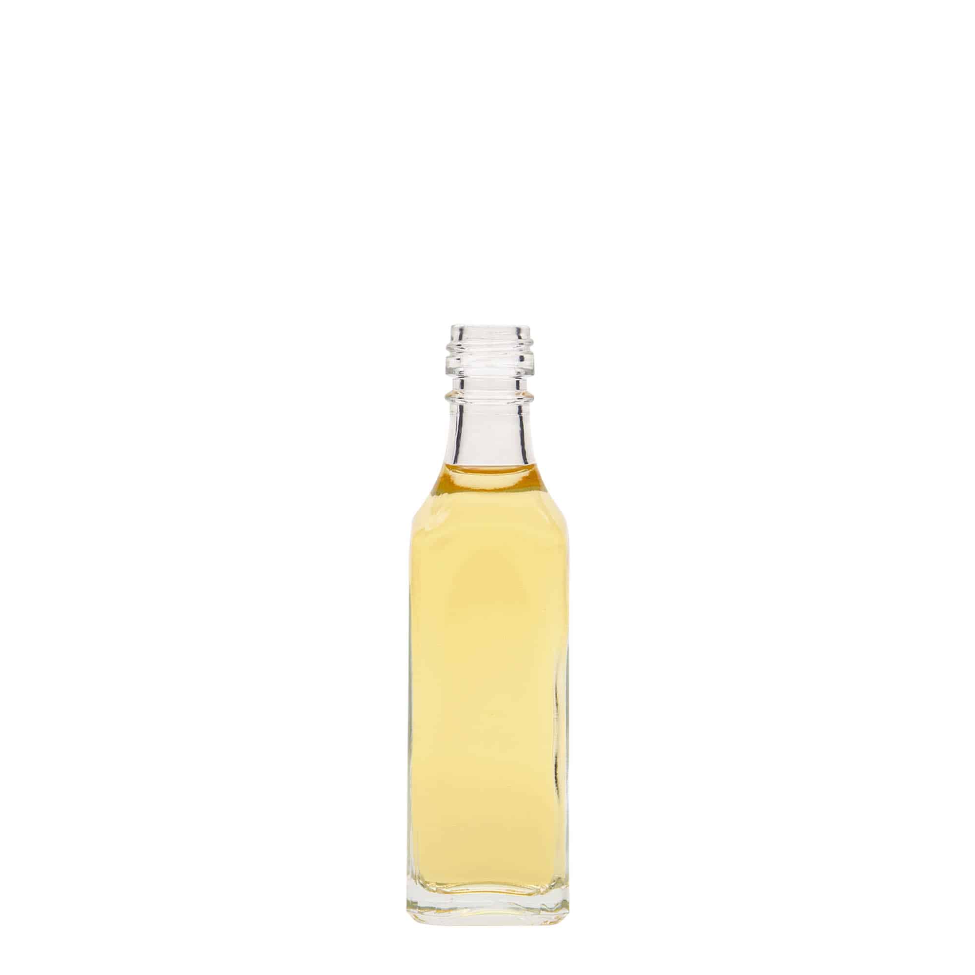 50 ml стъклена бутилка „Siena“, квадратна, затваряне: капачка PP 18