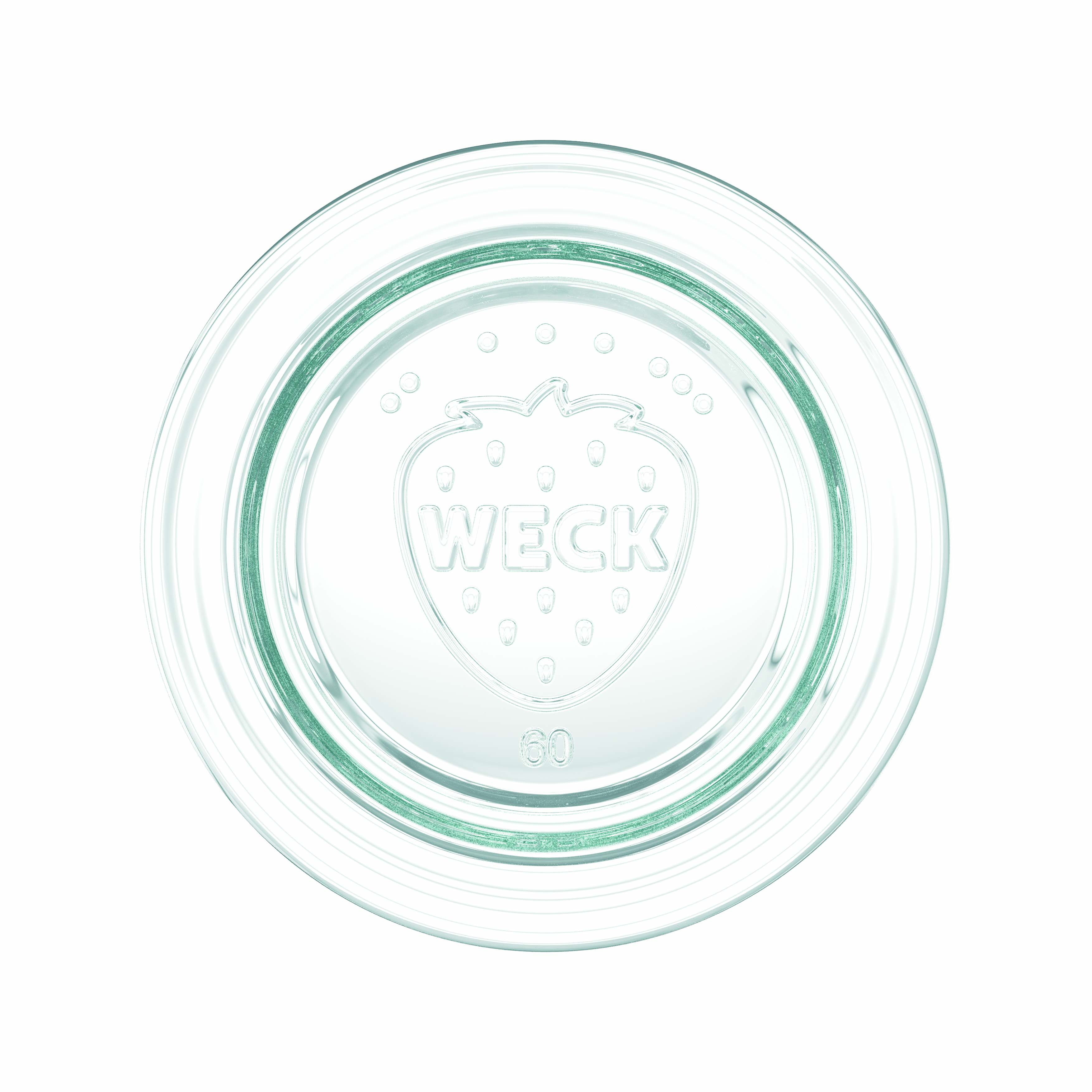 12x 50 ml стъклен буркан WECK с широко гърло със стъклен капак RR 60