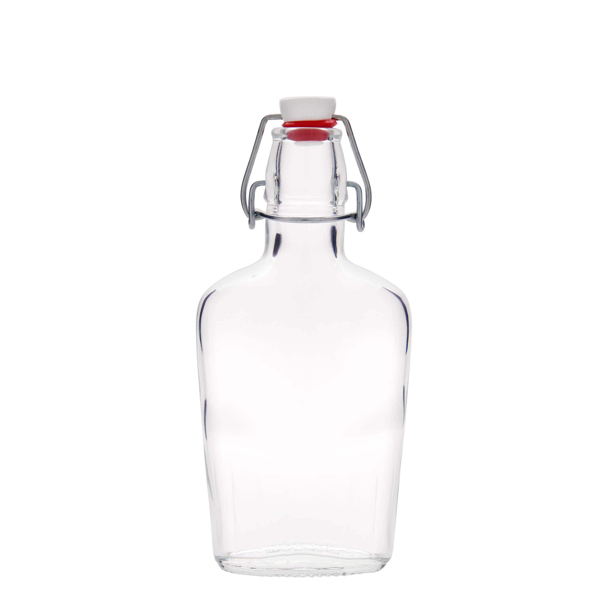 250 ml стъклена бутилка „Fiaschetta“, овална, затваряне: тапа с клипс