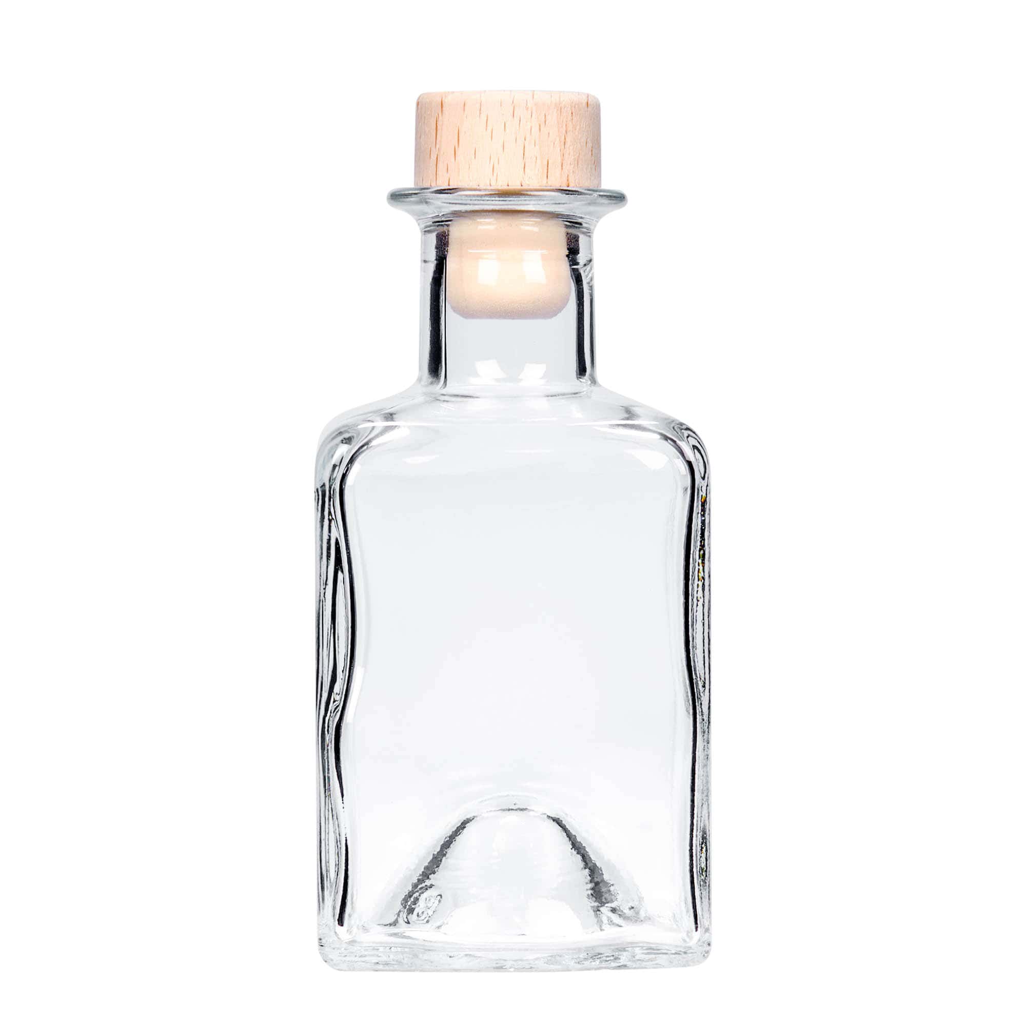 200 ml стъклена бутилка „Kubica“, квадратна, затваряне: коркова тапа