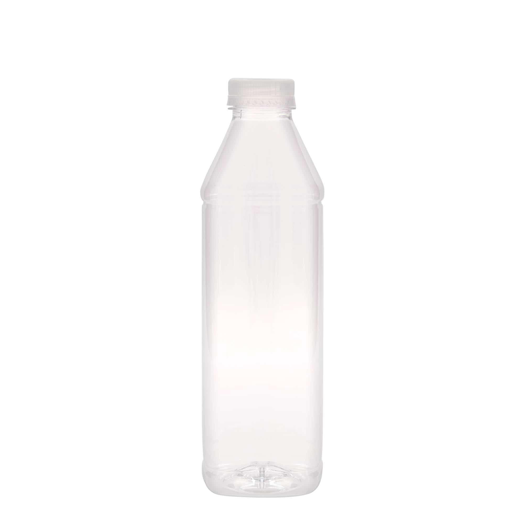 1000 ml PET бутилка за мляко и плодов сок „Carré“, квадратна, пластмасова, затваряне: 38 mm