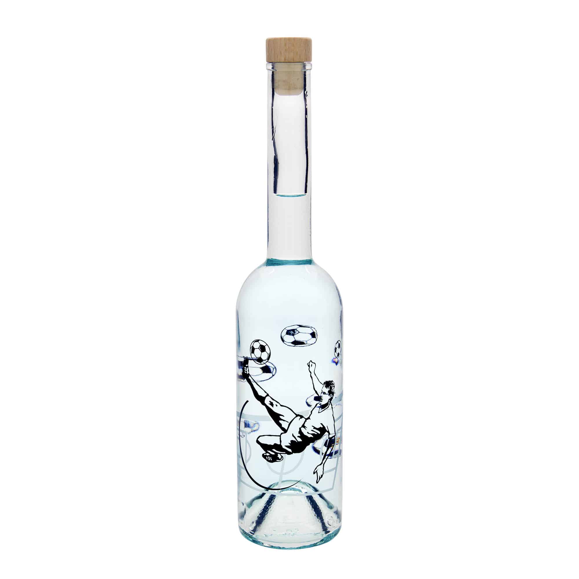 500 ml стъклена бутилка „Опера“, мотив: футболист, затваряне: коркова тапа