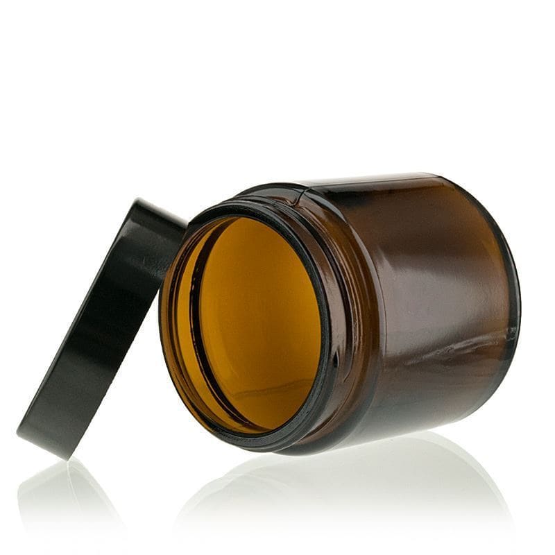 120 ml бурканче за козметични продукти „Brown Line“, стъклено, кафяво, затваряне: винтова капачка