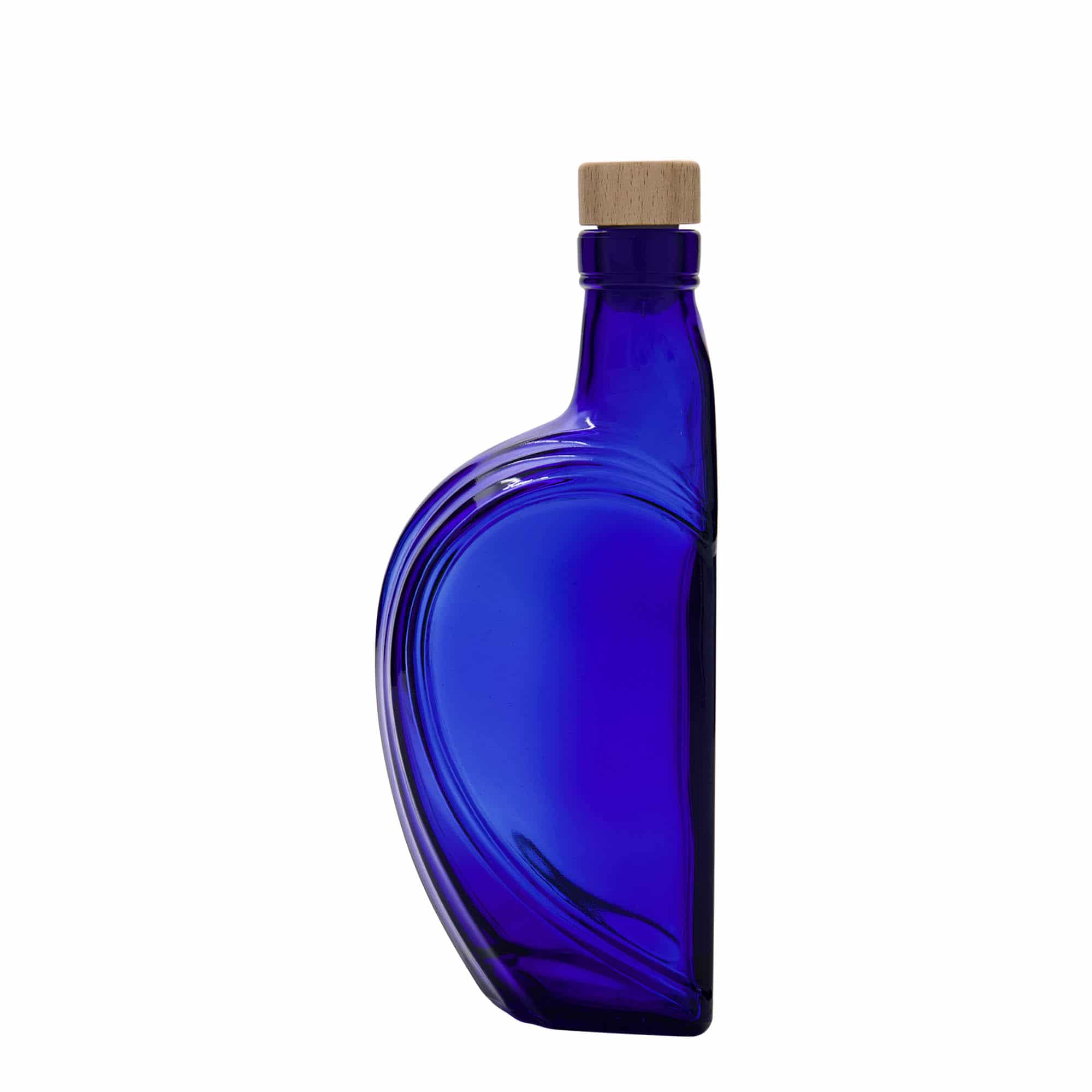 375 ml стъклена бутилка „Sweethearts“, правоъгълна, кралско синьо, затваряне: коркова тапа