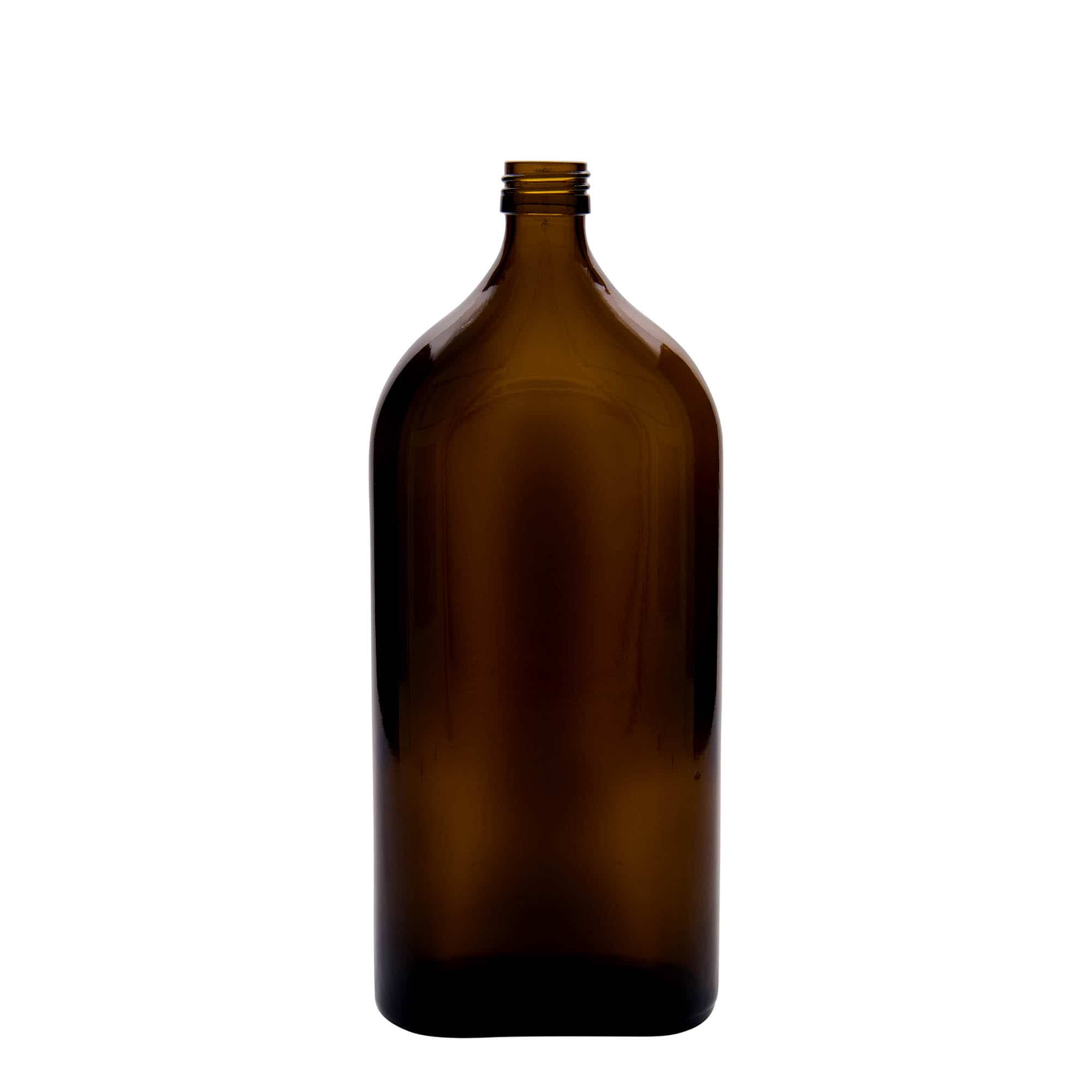 1000 ml бутилка за лекарства Meplat, овална, стъклена, кафява, затваряне: капачка PP 28