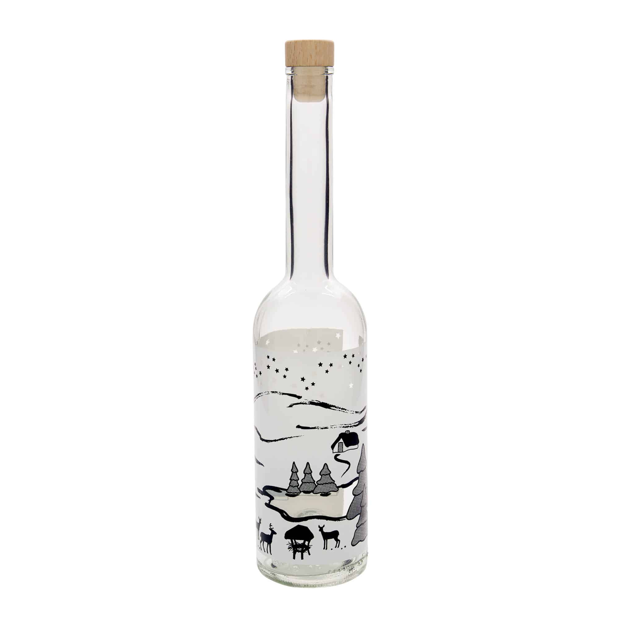 500 ml стъклена бутилка „Опера“, мотив: бяла зимна приказка, затваряне: коркова тапа