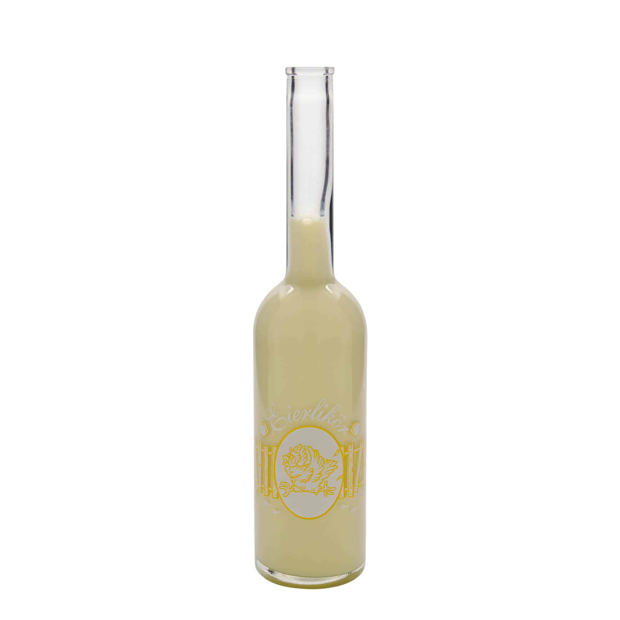 500 ml стъклена бутилка „Опера“, мотив: яйчен ликьор, затваряне: коркова тапа