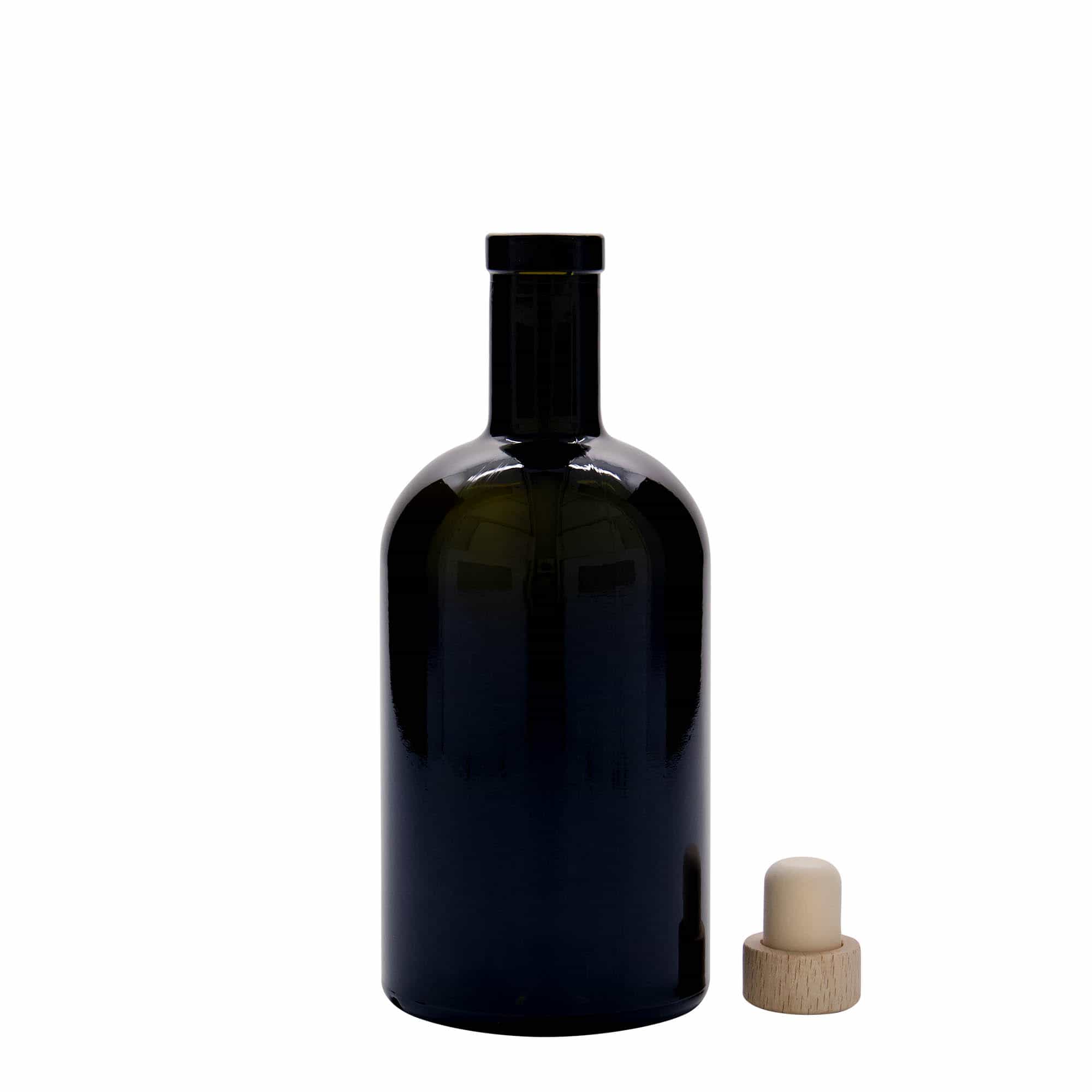 500 ml стъклена бутилка „Farmacia“, антично зелено, затваряне: коркова тапа