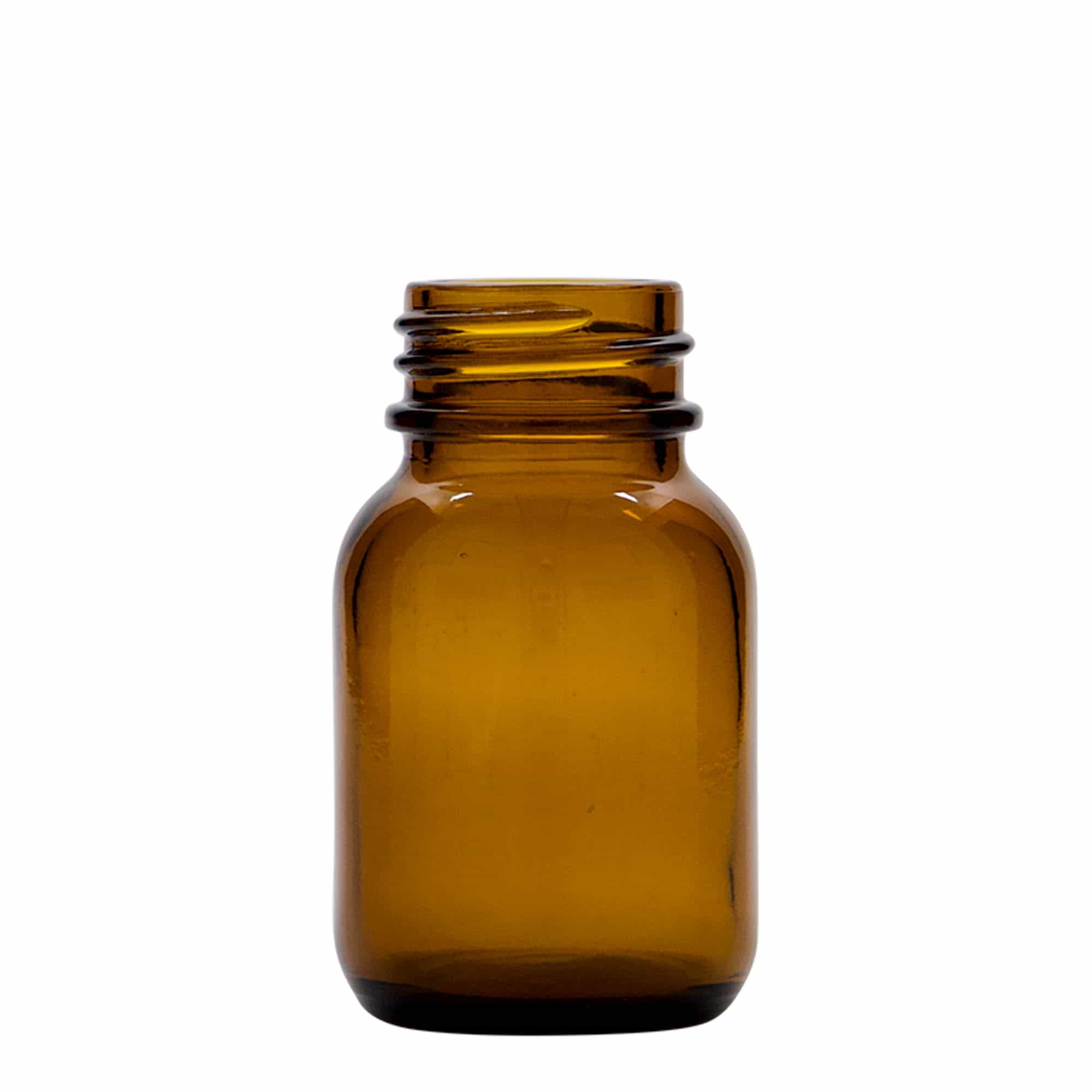 50 ml буркан с широко гърло, кафяв, затваряне: винтова капачка с резба DIN 32
