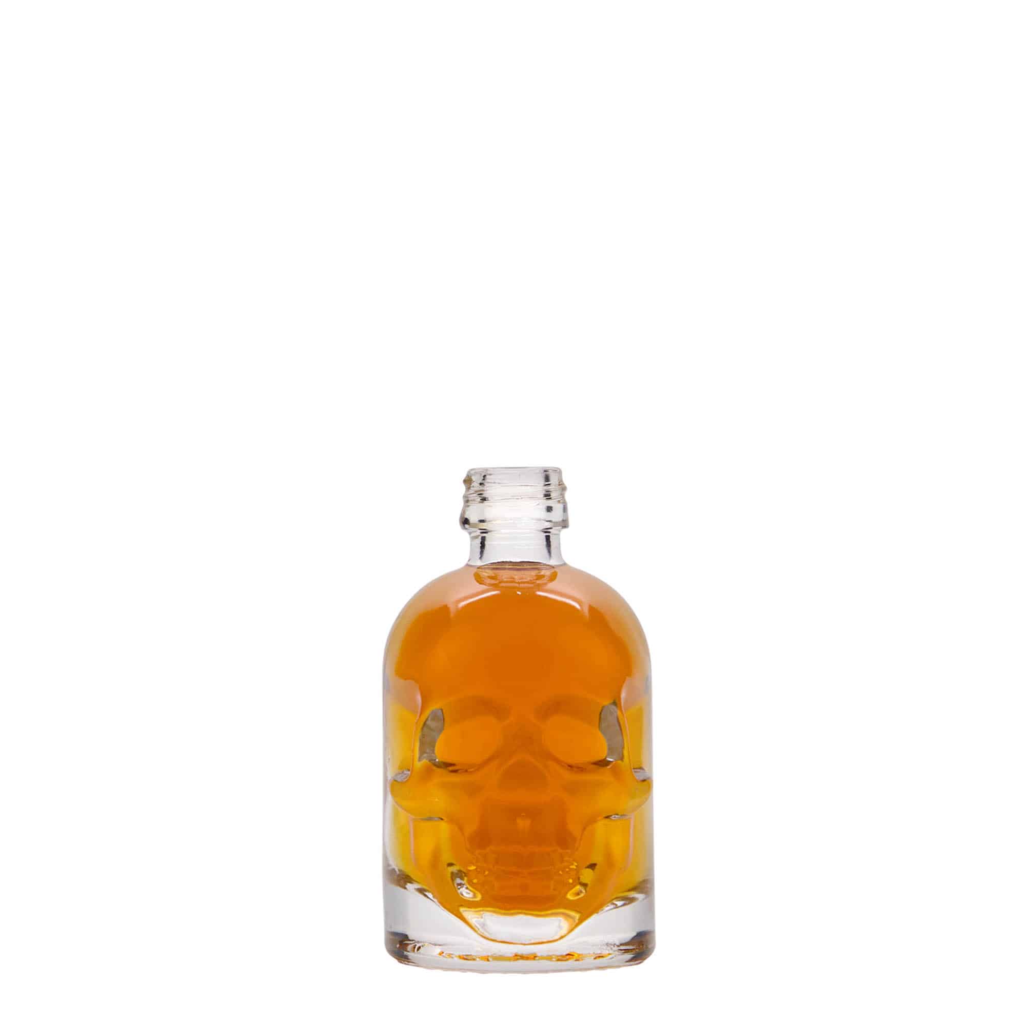 50 ml стъклена бутилка „Череп“, затваряне: капачка PP 18