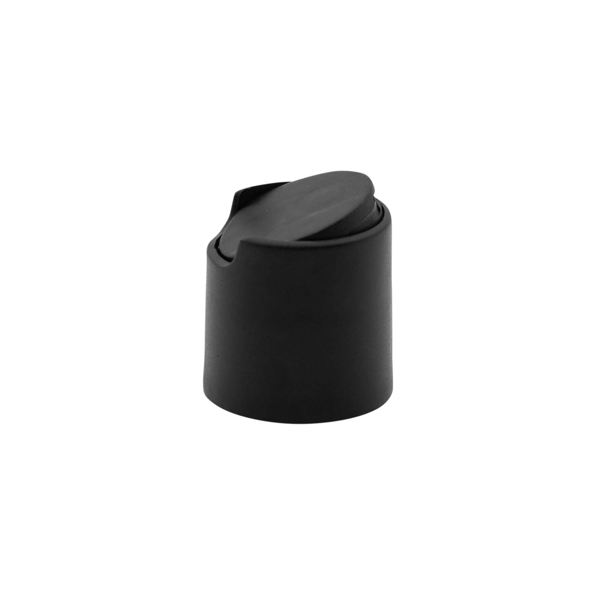 Винтова капачка Disc Top, пластмаса PP, черна, за отвор: 24/410 Винтова капачка Disc Top, пластмаса PP, черна, за отвор: 24/410
