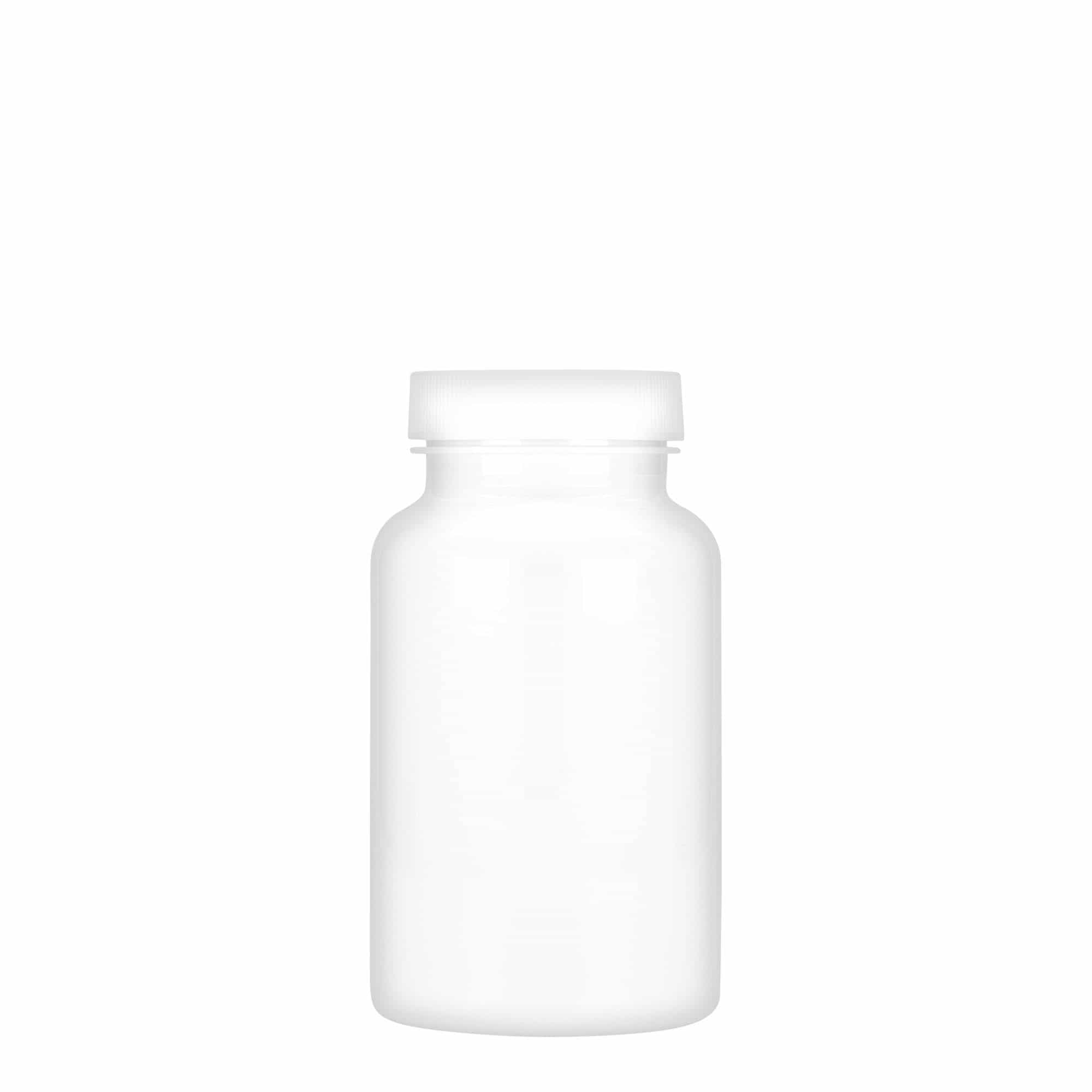 200 ml PET буркан за лекарства, пластмасов, бял, затваряне: винтова капачка GPI 45/400