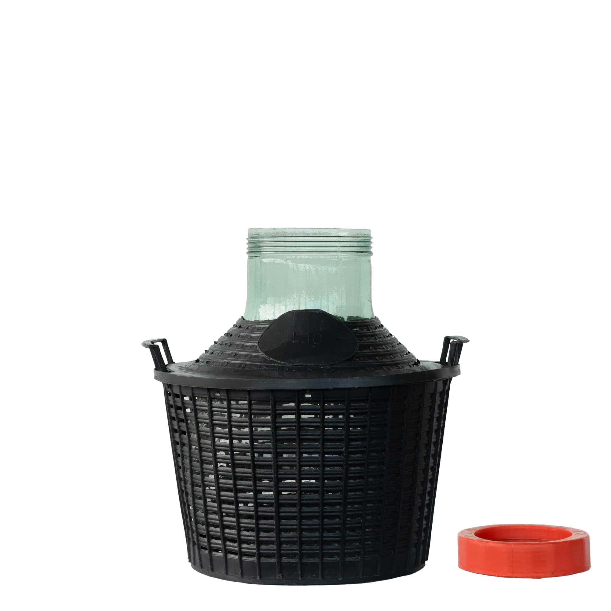 10 л бутилка с балон, широк врат, стъкло, отвор: винтова капачка