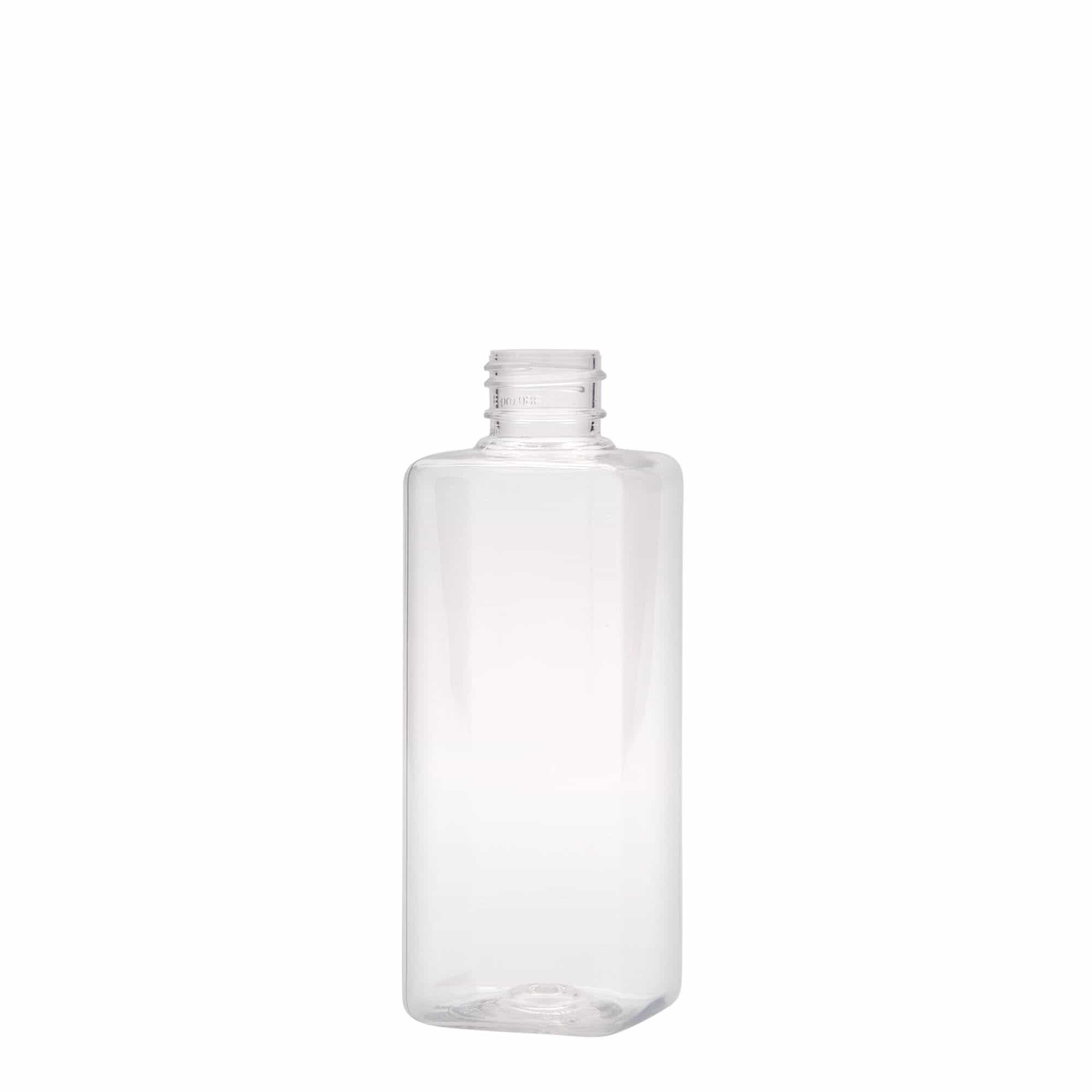 200 ml PET бутилка „Karl“, квадратна, пластмасова, затваряне: винтова капачка GPI 24/410