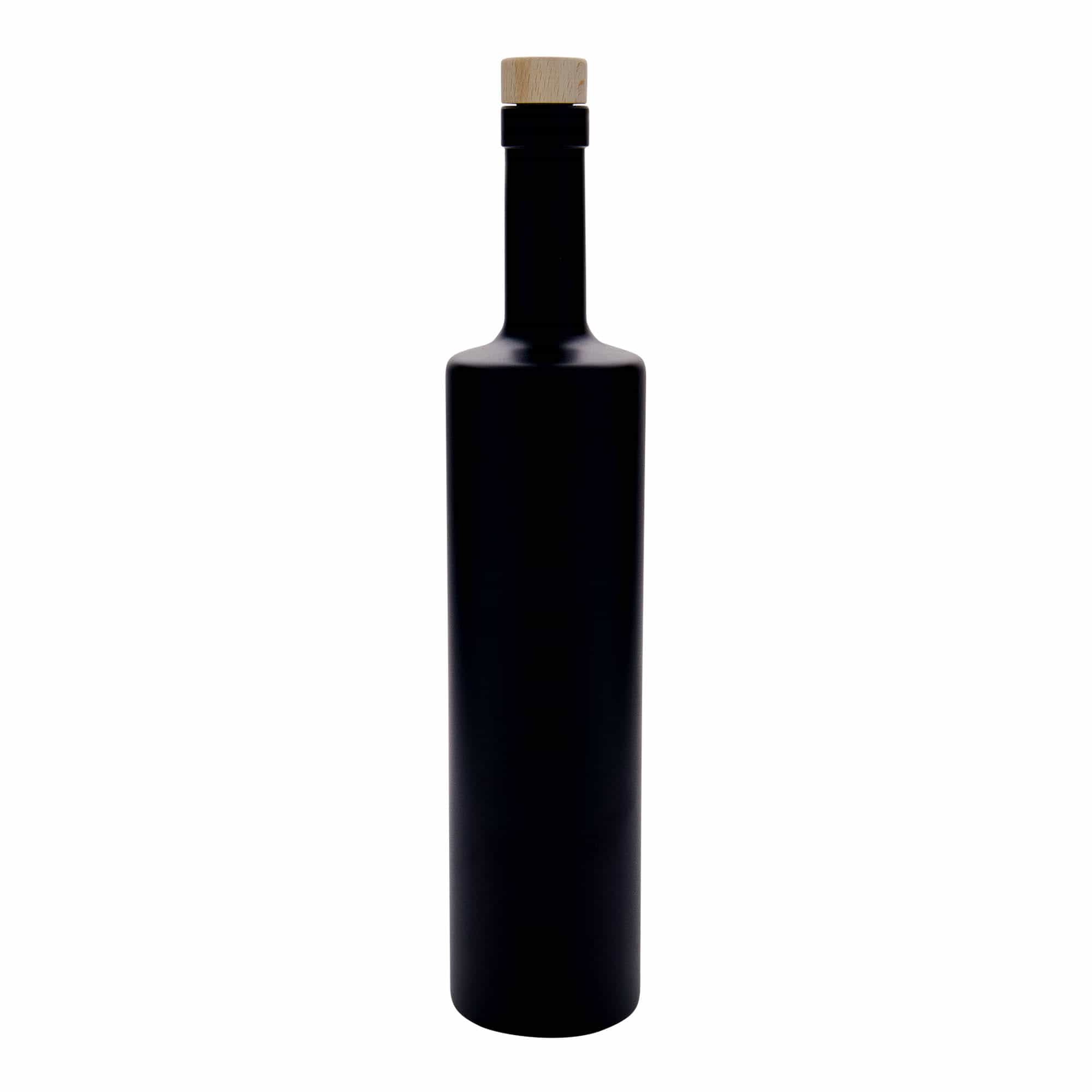 700 ml стъклена бутилка „Centurio“, черна, затваряне: коркова тапа