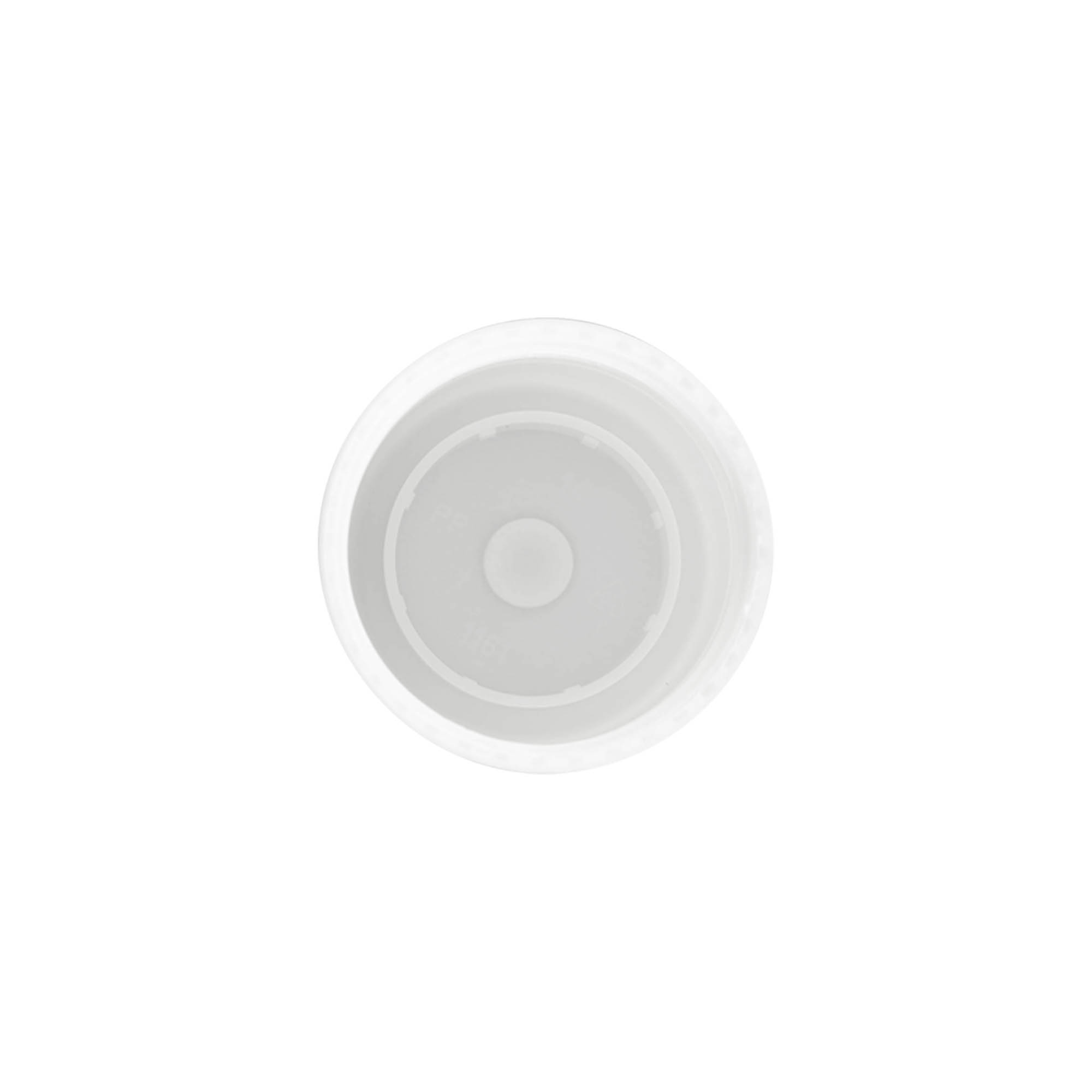 Капачка за 50 мл рол-он бутилка, PP пластмаса, бяла, за отвор: винтова капачка Капачка за 50 мл рол-он бутилка, PP пластмаса, бяла, за отвор: винтова капачка