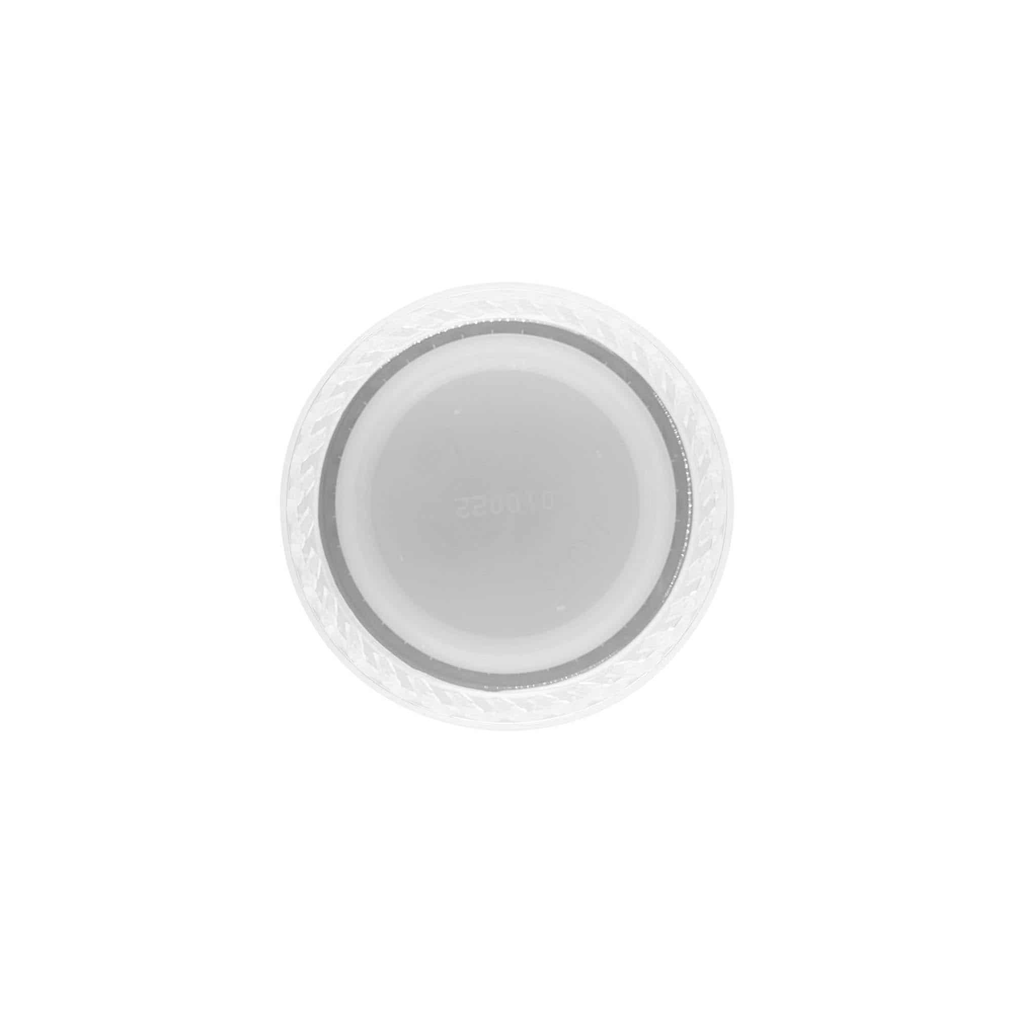 Винтова капачка двустартова резба, PE пластмаса, бяла, за затваряне: PET 38 mm