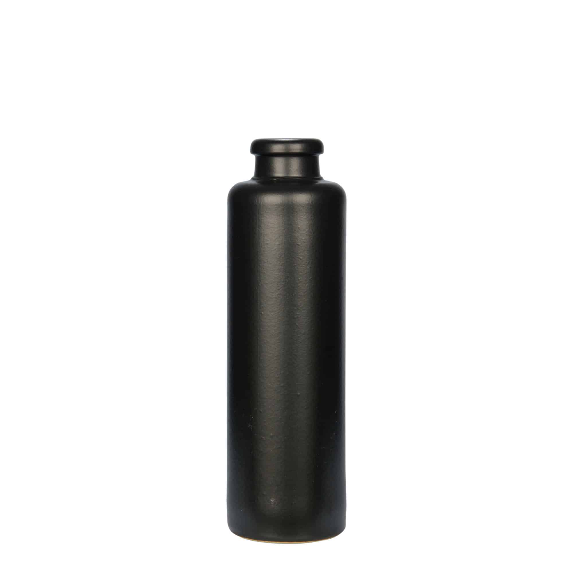 200 ml бутилка, каменна керамика, черна, затваряне: коркова тапа