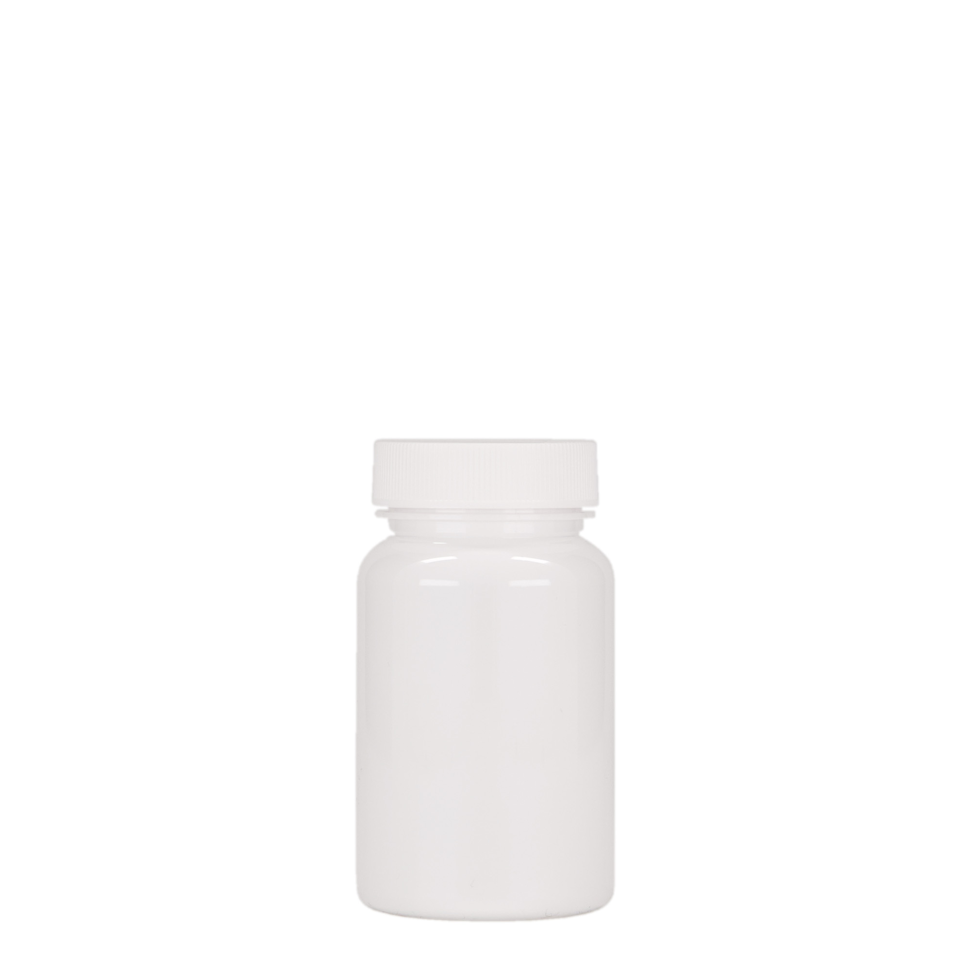 75 ml PET буркан за лекарства, пластмасов, бял, затваряне: винтова капачка GPI 38/400