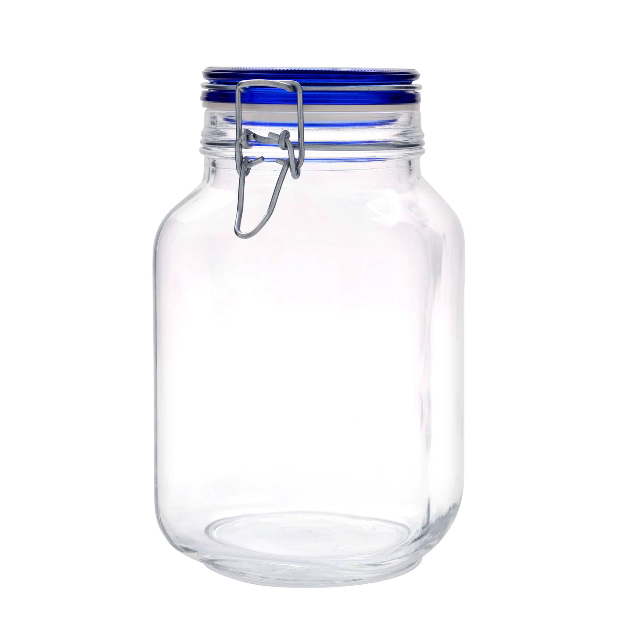 2000 ml буркан с клипс „Fido“ син капак, квадратен, затваряне: капак с клипс