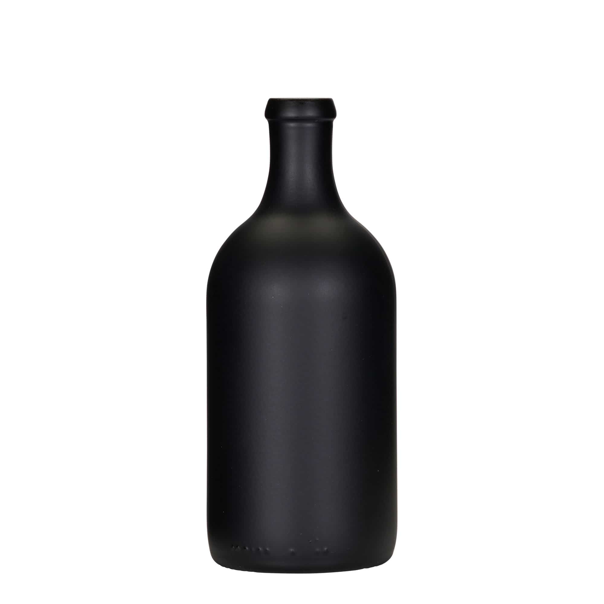 500 ml Стъклена бутилка „Джиневра Леджера“, черна, затваряне: коркова тапа 500 ml Стъклена бутилка „Джиневра Леджера“, черна, затваряне: коркова тапа