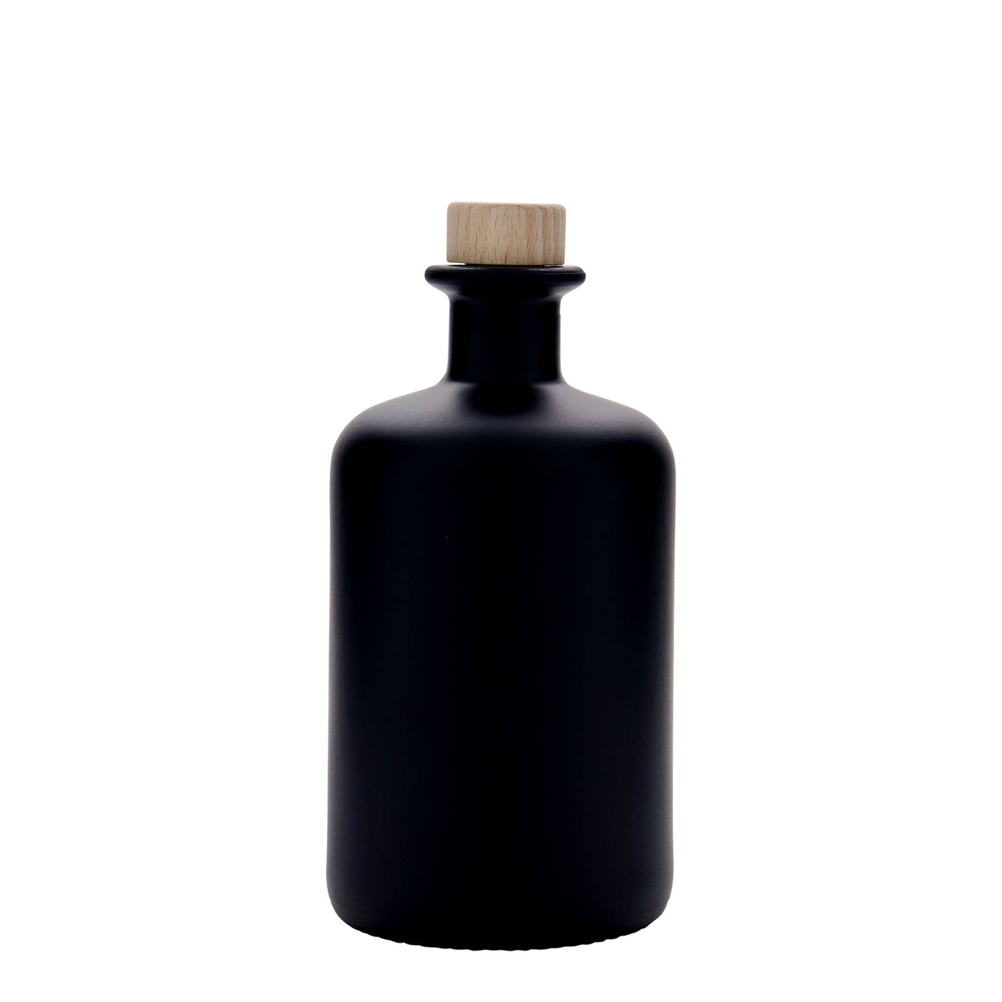 500 ml стъклена аптекарска бутилка, черна, затваряне: коркова тапа