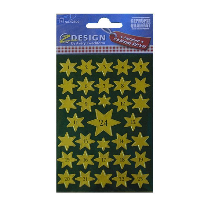 Zweckform стикери „Адвент календар 1-24“, хартия, златни Zweckform стикери „Адвент календар 1-24“, хартия, златни