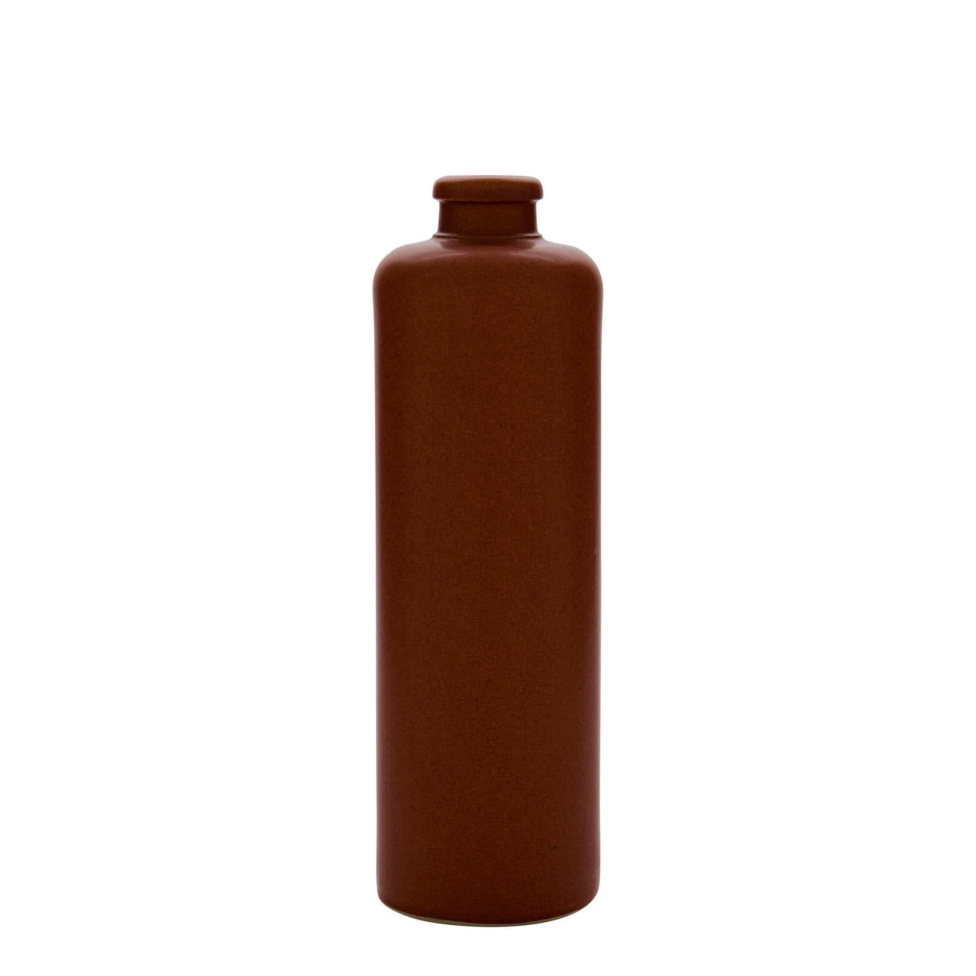 500 ml бутилка, каменна керамика, червено-кафява, затваряне: коркова тапа