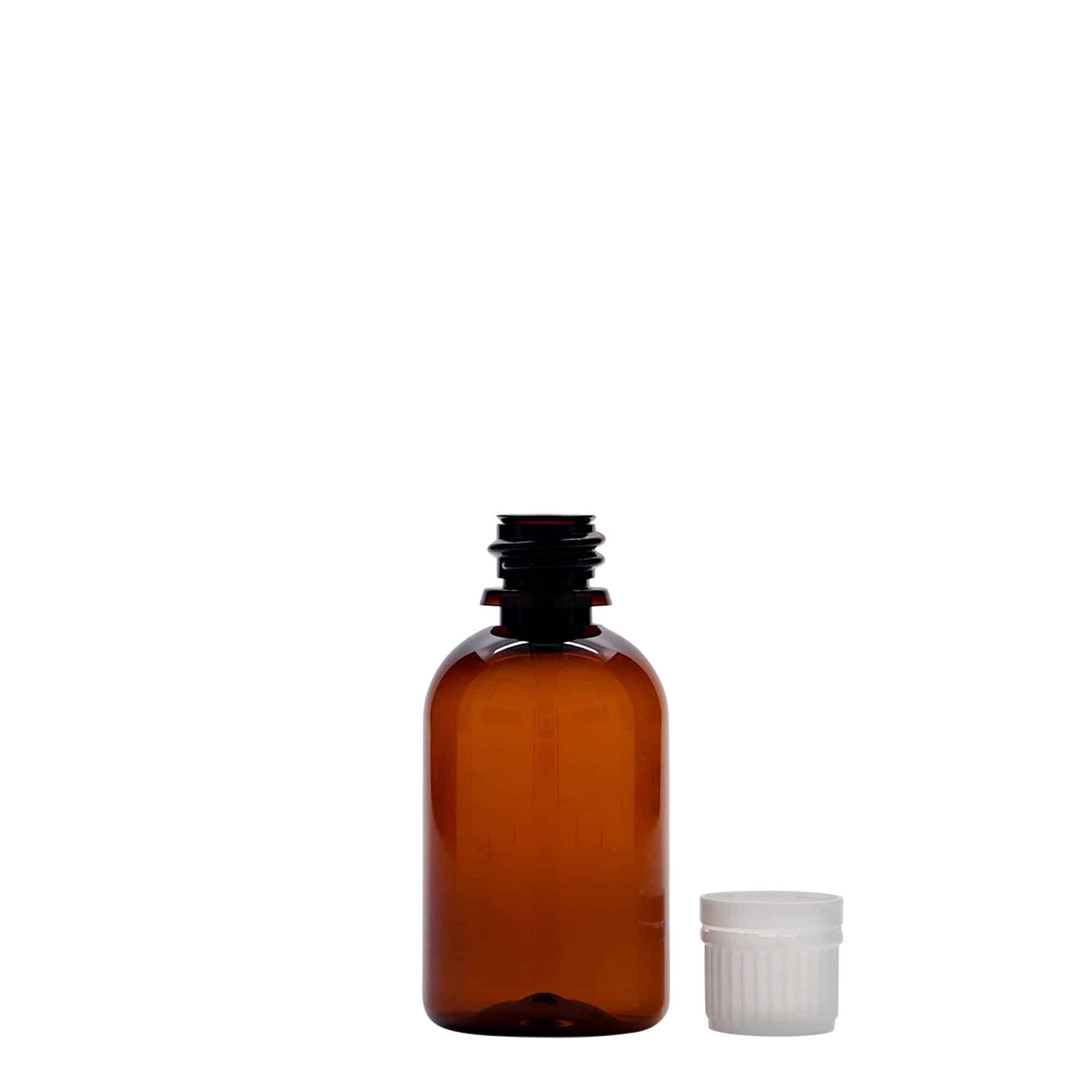 50 ml бутилка за лекарства „Easy Living“, кафява, пластмасова, затваряне: винтова капачка с резба DIN 18