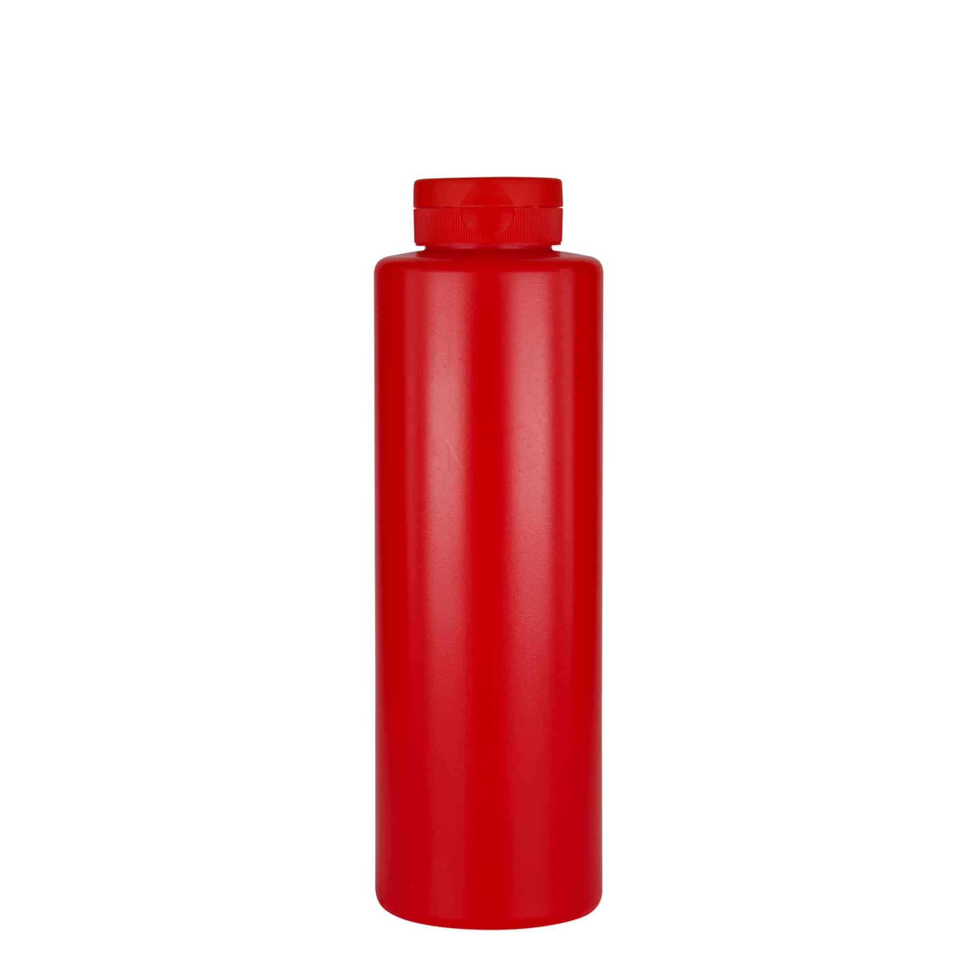 500 ml бутилка за сосове, LDPE пластмаса, червена, затваряне: винтова капачка GPI 38/400