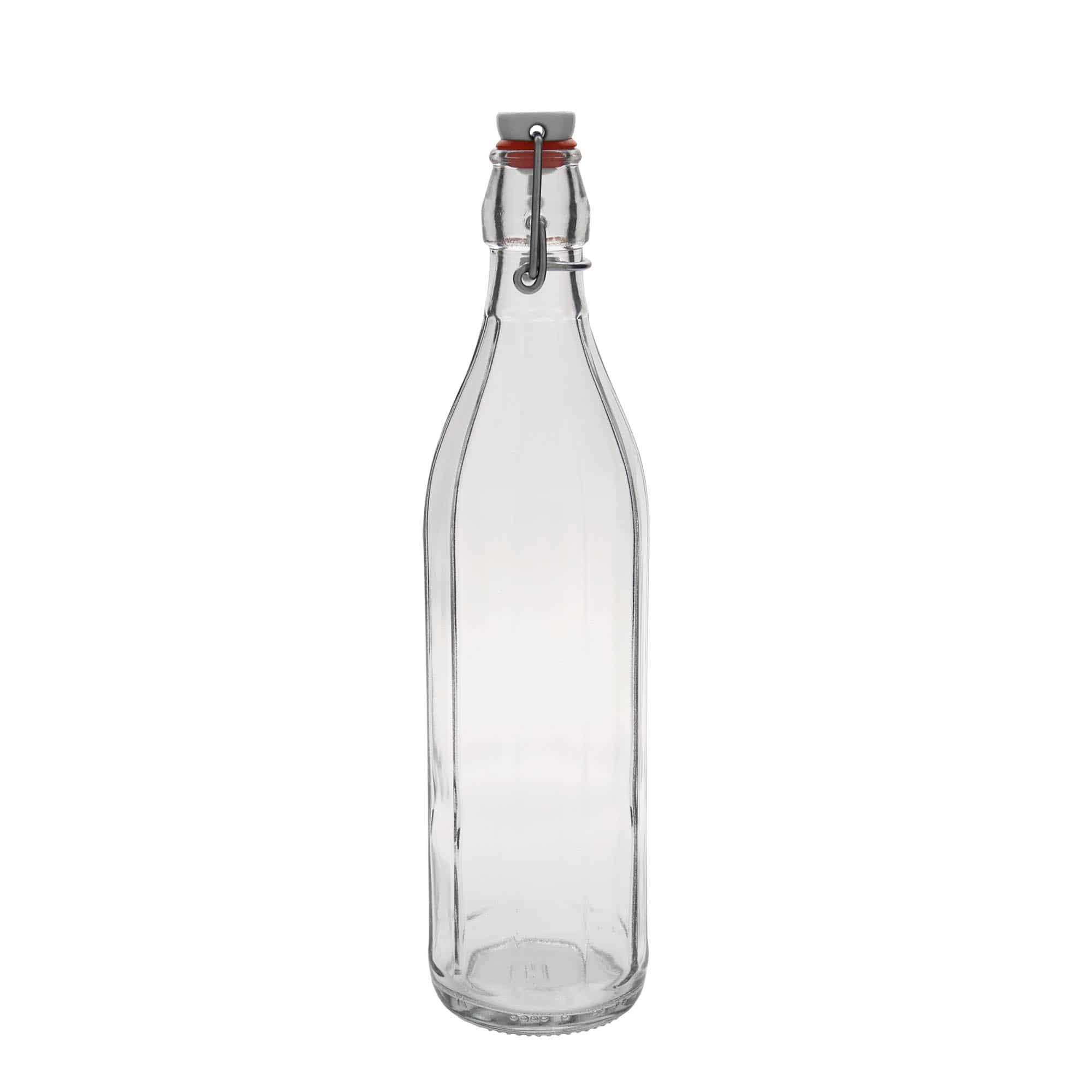 750 ml стъклена бутилка „Bravo“, десетоъгълна, затваряне: тапа с клипс