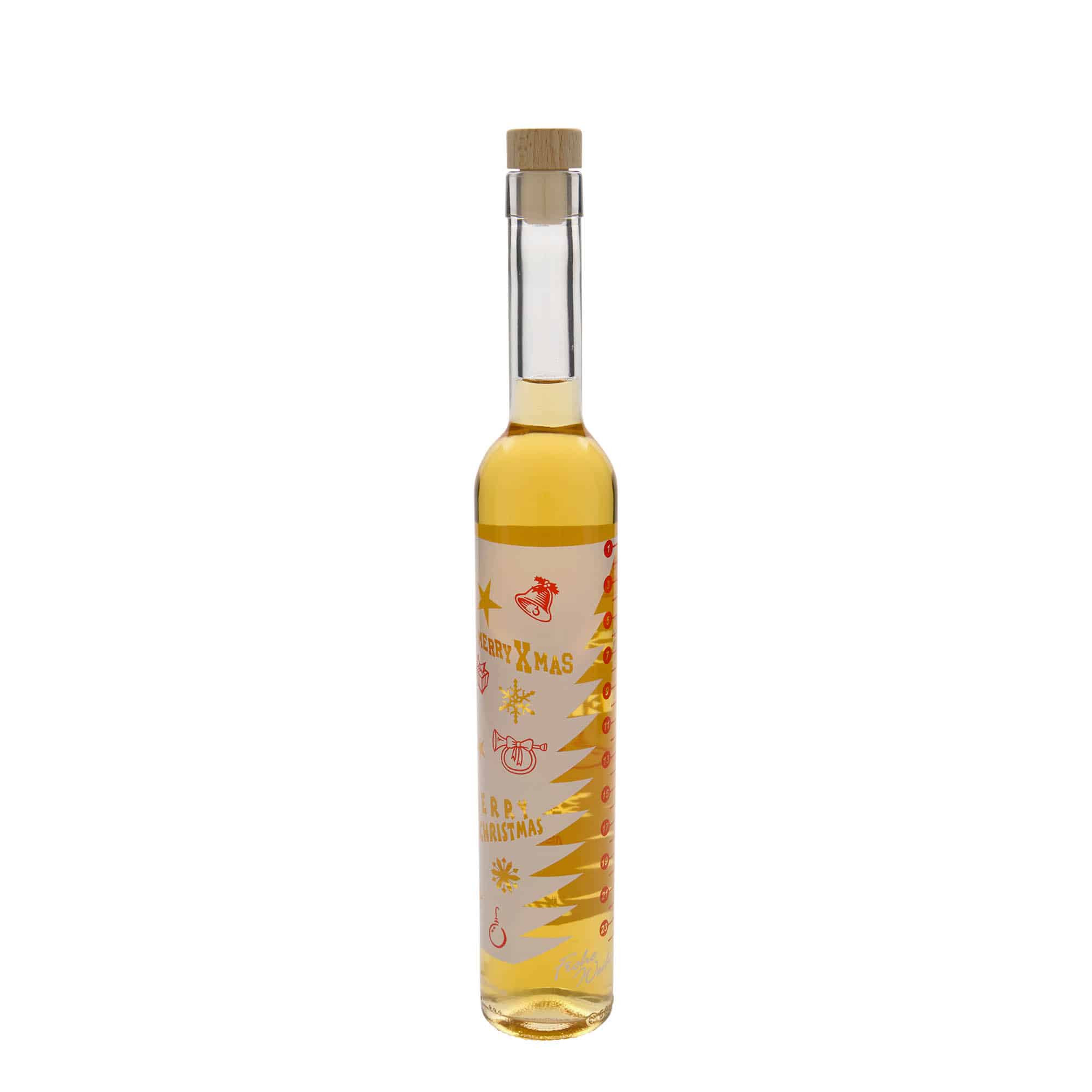 500 ml стъклена бутилка „Maximo“ с щампа „Коледен календар“, затваряне: коркова тапа