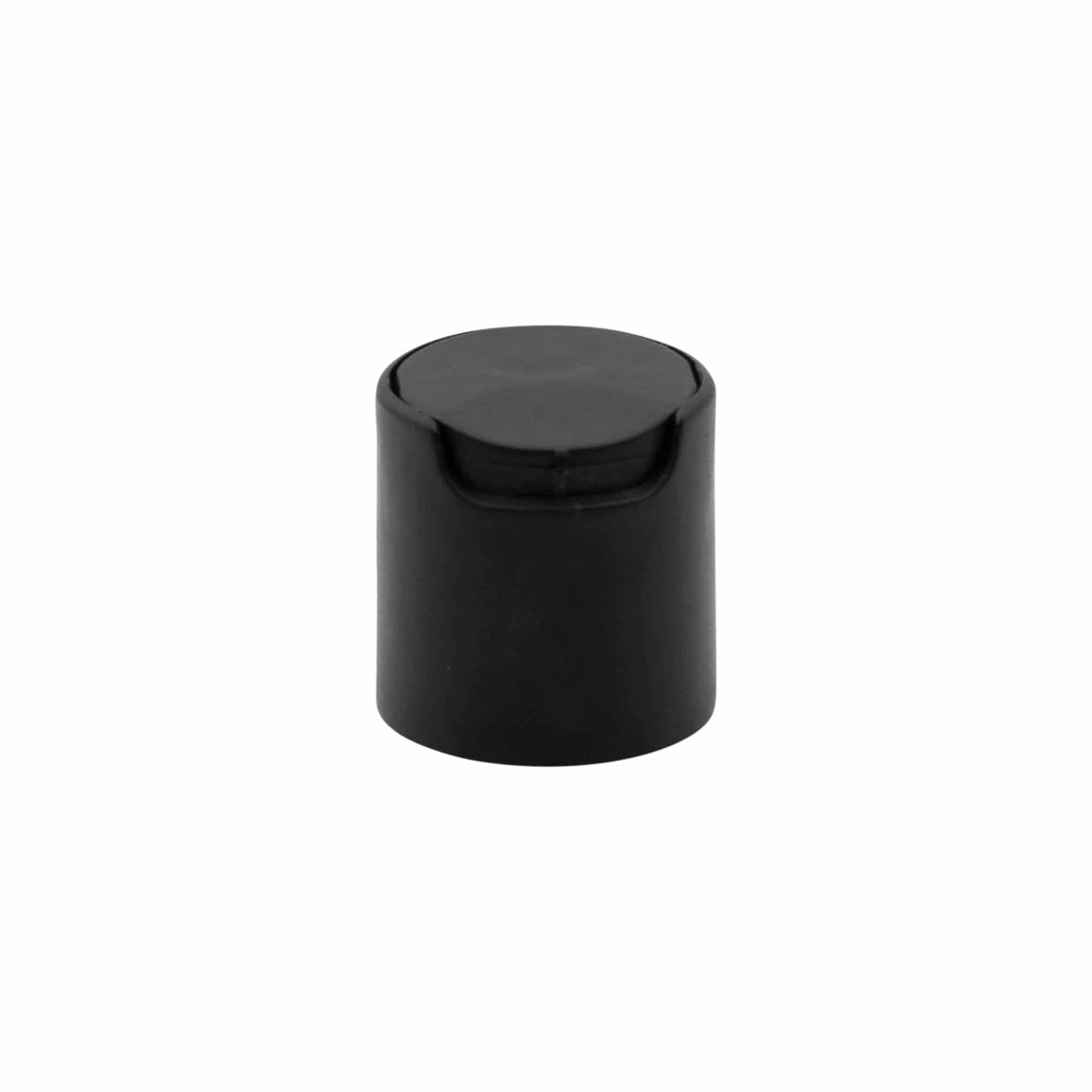 Винтова капачка Disc Top, PP пластмаса, черна, за затваряне: винтова капачка 24/410