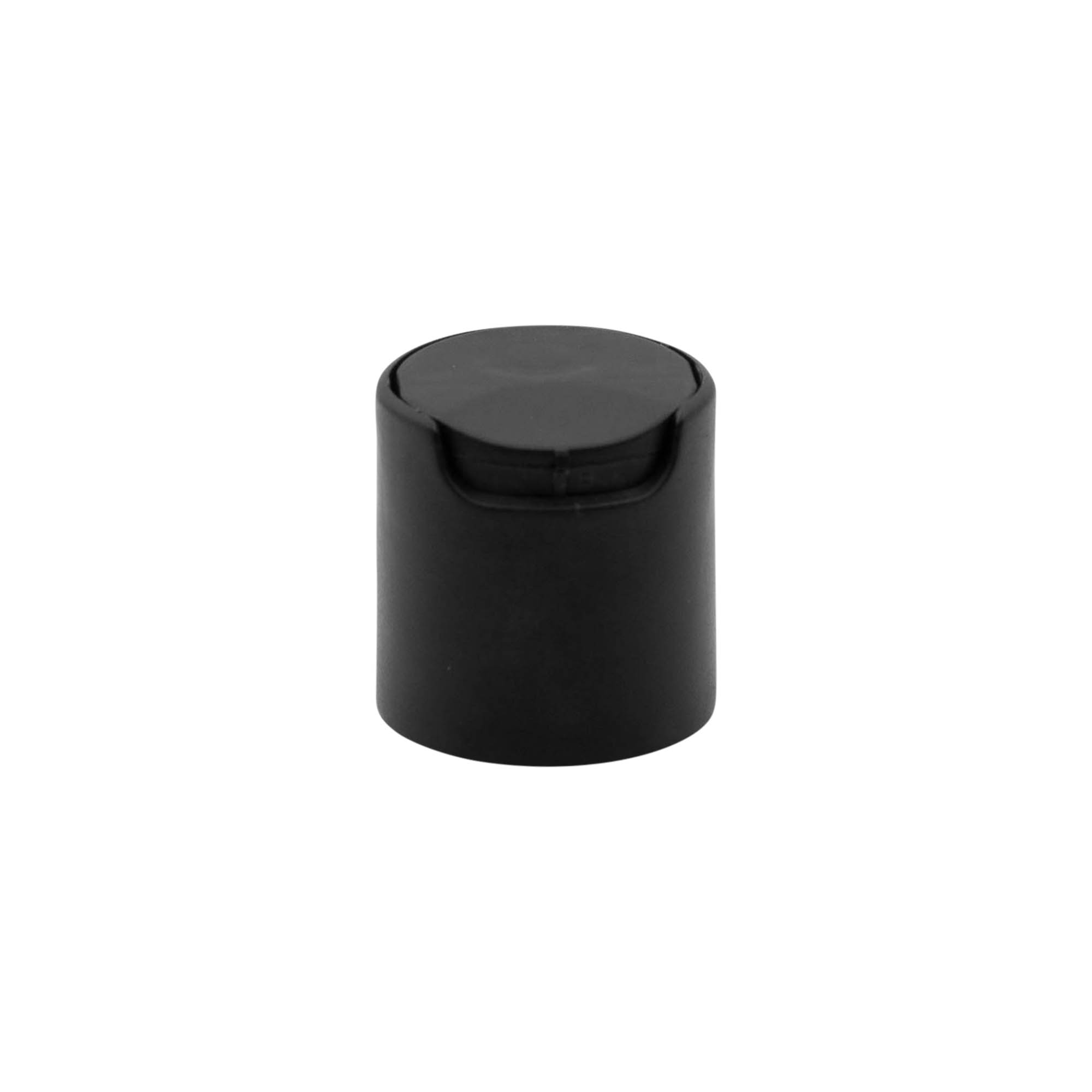 Винтова капачка Disc Top, пластмаса PP, черна, за отвор: 24/410 Винтова капачка Disc Top, пластмаса PP, черна, за отвор: 24/410
