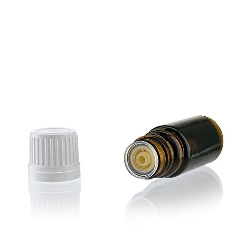 5 ml бутилка за лекарства, стъклена, кафява, затваряне: винтова капачка с резба DIN 18