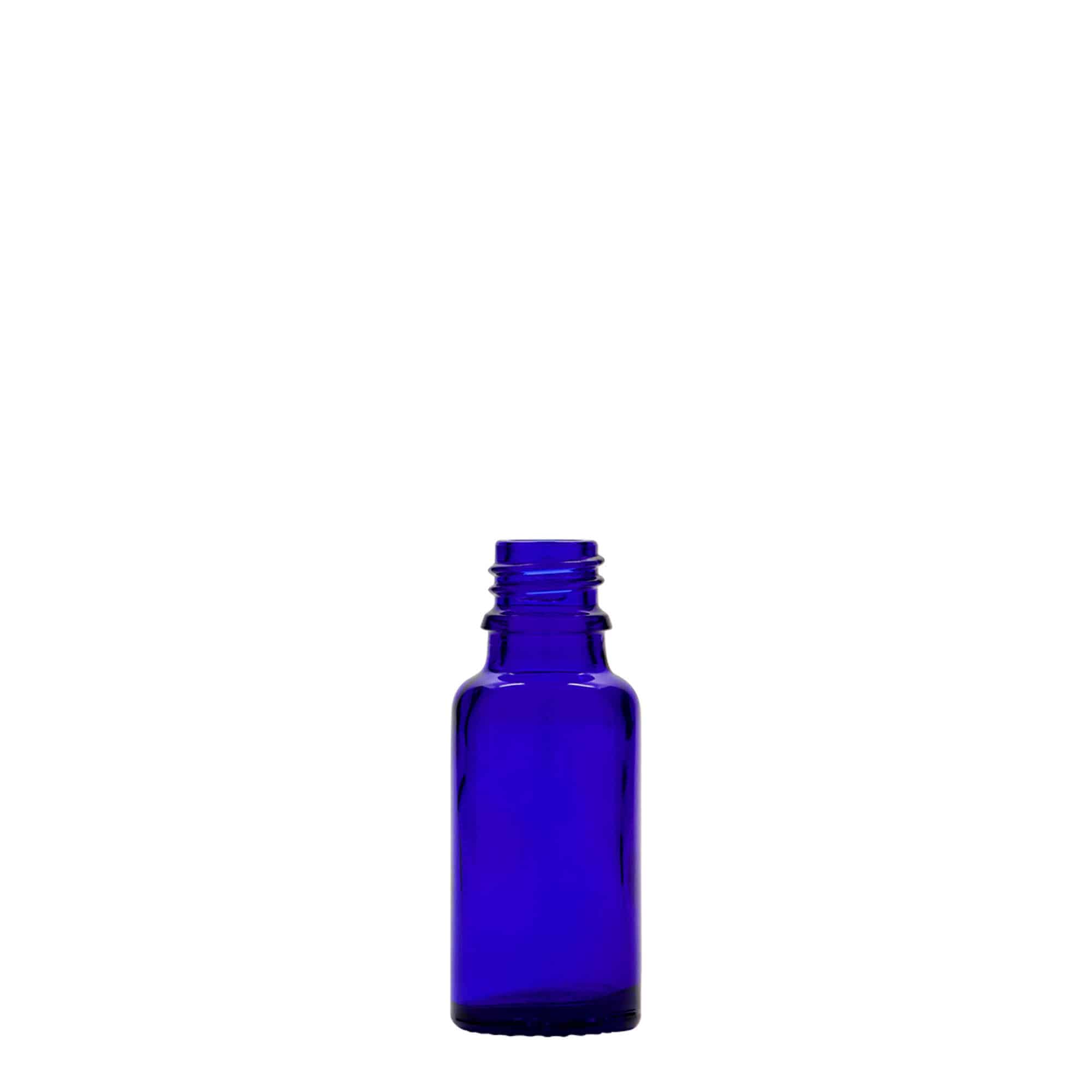 20 ml бутилка за лекарства, стъклена, кралско синьо, затваряне: винтова капачка с резба DIN 18 20 ml бутилка за лекарства, стъклена, кралско синьо, затваряне: винтова капачка с резба DIN 18
